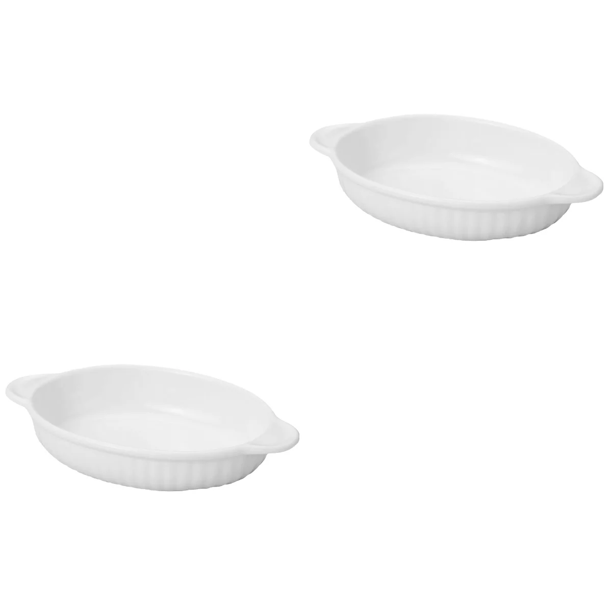 2pcs Ceramic Baking Tray with Double Handles Ceramic Food Bowl Household Bakeware