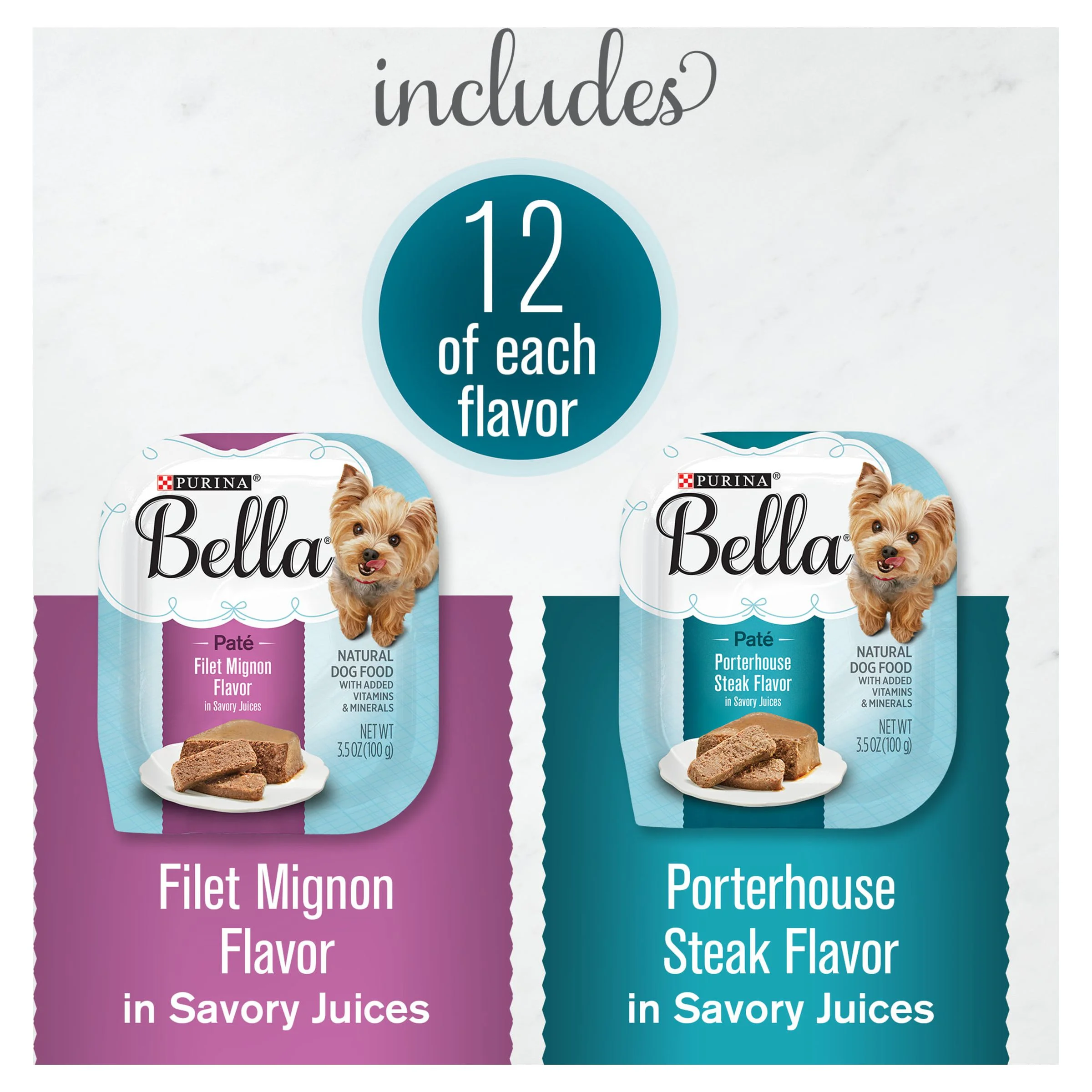 Purina Bella Wet Dog Food Variety Pack, 3.5 oz Trays (24 Pack)