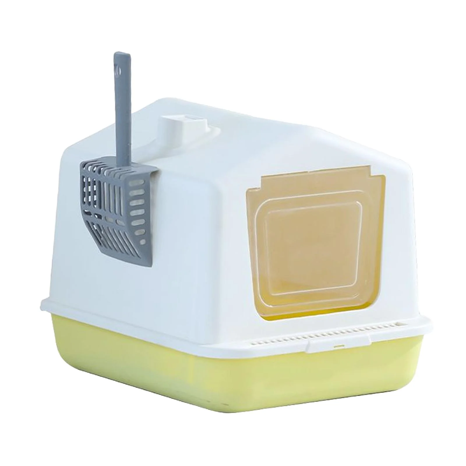 FITYLE Enclosed Cat Litter Tray Kitty Litter Pan Reusable with Door for Small Animals Rabbit Hooded Cat Litter Case Cat Litter Toilet Yellow