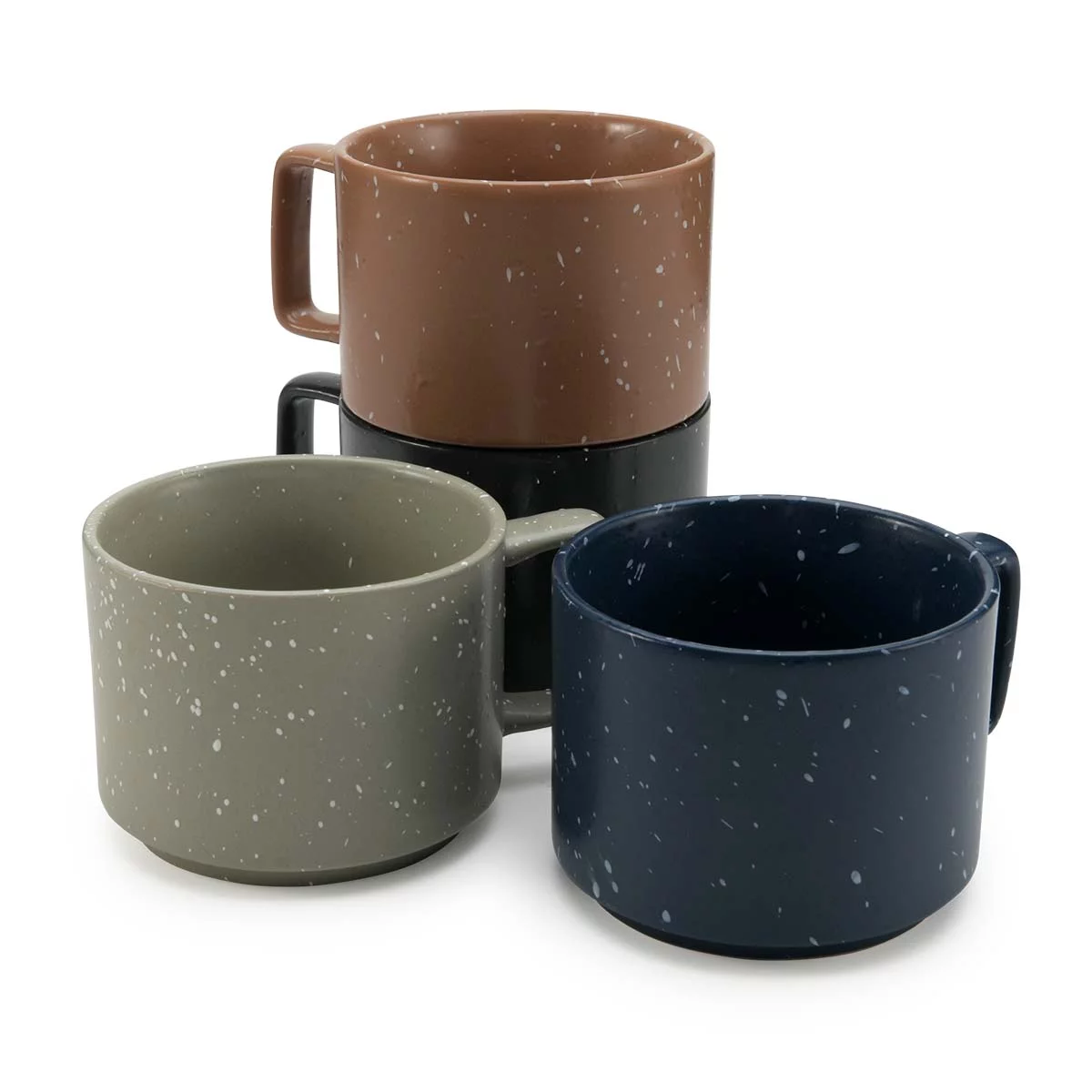 American Atelier Stackable Coffee Mugs 4 Set Stoneware, Multi-Colored, for Kitchen Countertop, (16-Ounce)