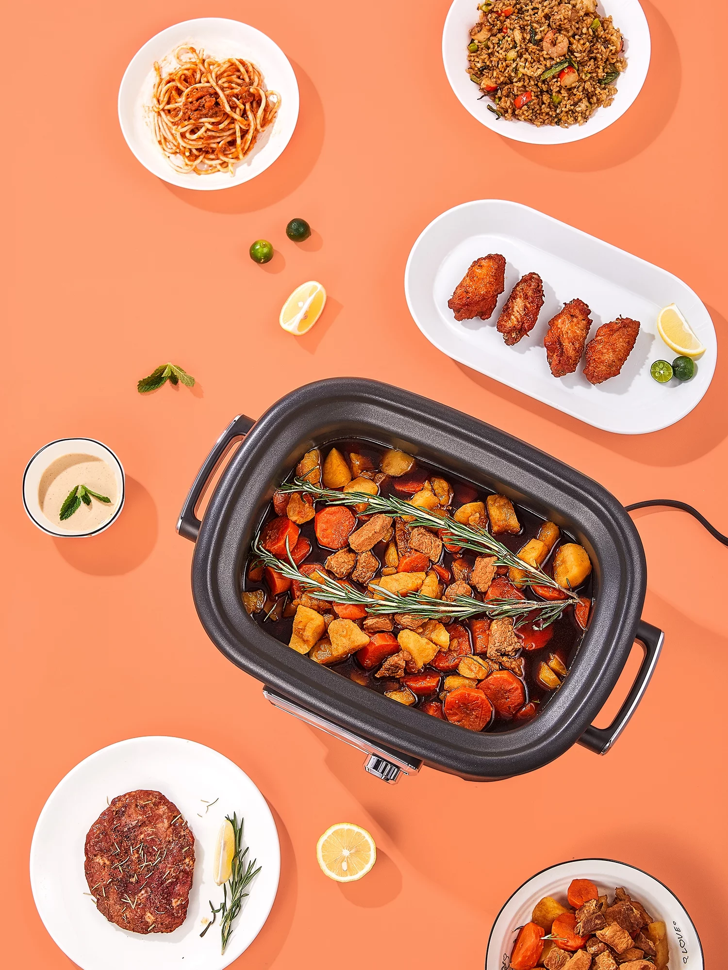 AICOOK Slow Cooker, 6Qt 10 in 1 Preset Multifunctional Cooker, Steamer, Yogurt Maker