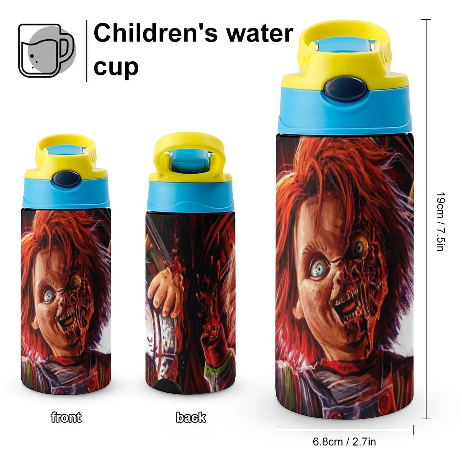 Blood Art Scary Kid's Insulated Water Bottle With Straw Vacuum Stainless Steel Cup Leak-Proof Children Toddler Thermoses