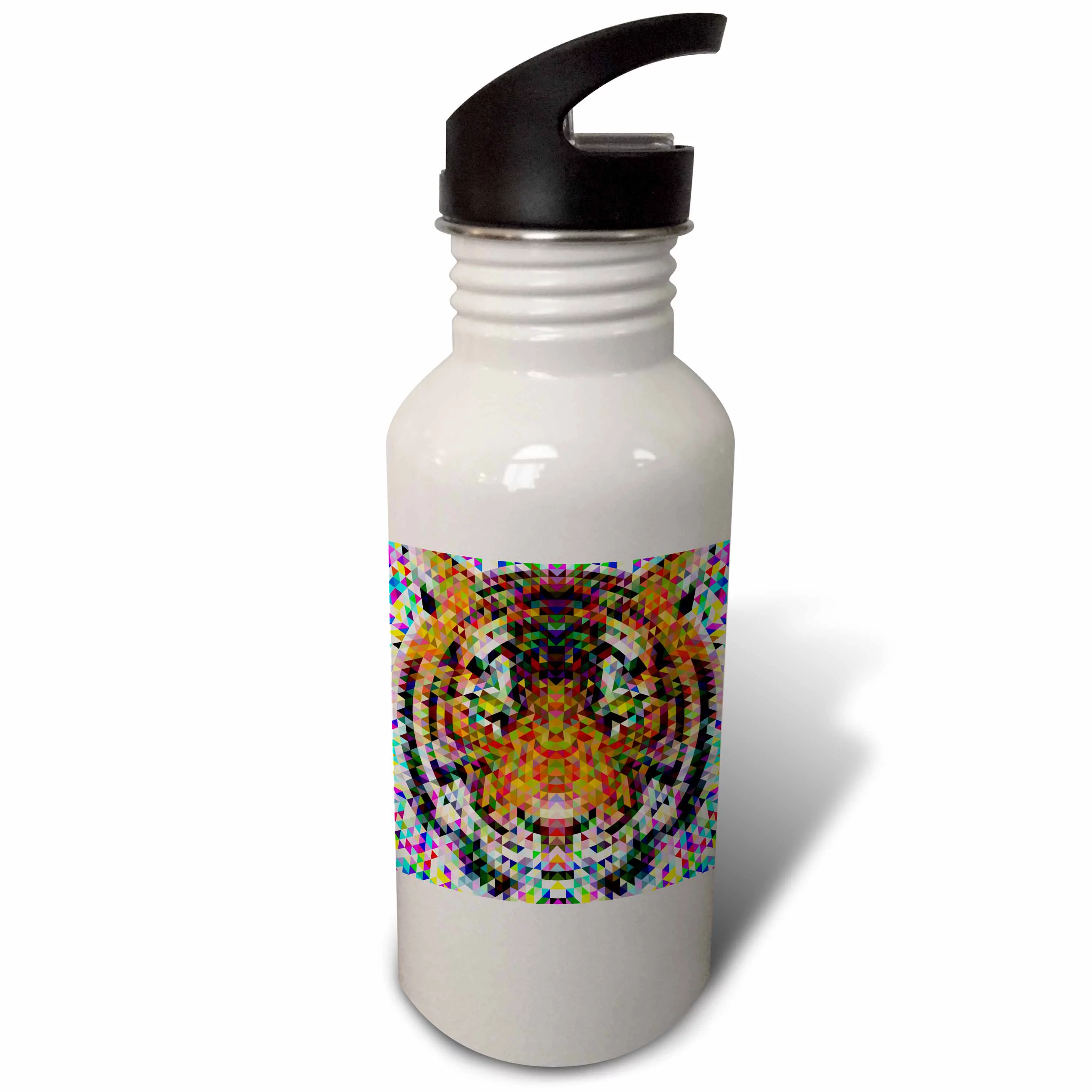 Tiger Triangle Mosaic Mandala - colorful animal design 21 oz Sports Water Bottle wb-286833-1