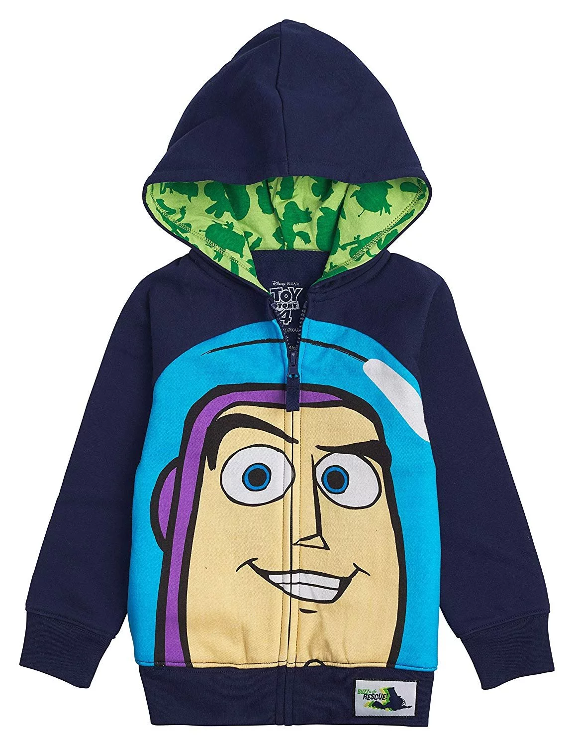 Disney Toy Story Big Face Zip Up Character Hoodies - Buzz Lightyear, Sheriff Woody - Boys, Girls, Unisex Sizing