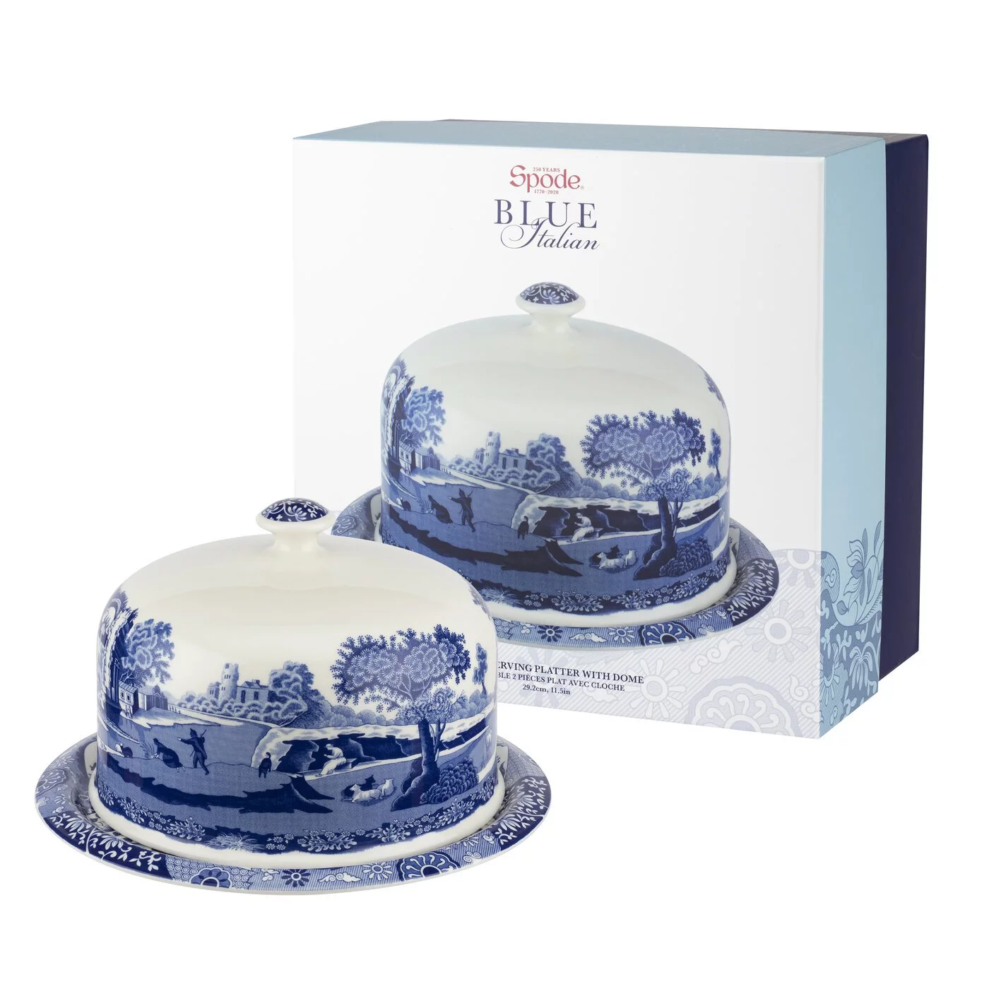Spode Blue Italian 2 Piece Serving Platter with Dome