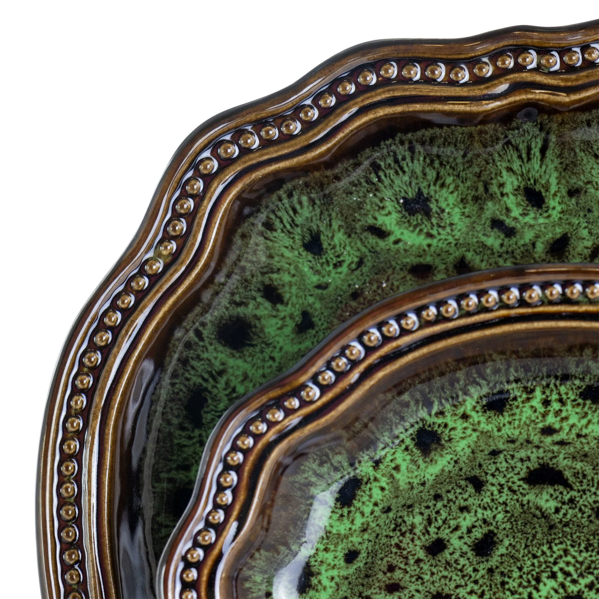 Elama  16 Piece Jade Waves Stoneware Dinnerware Set, Green