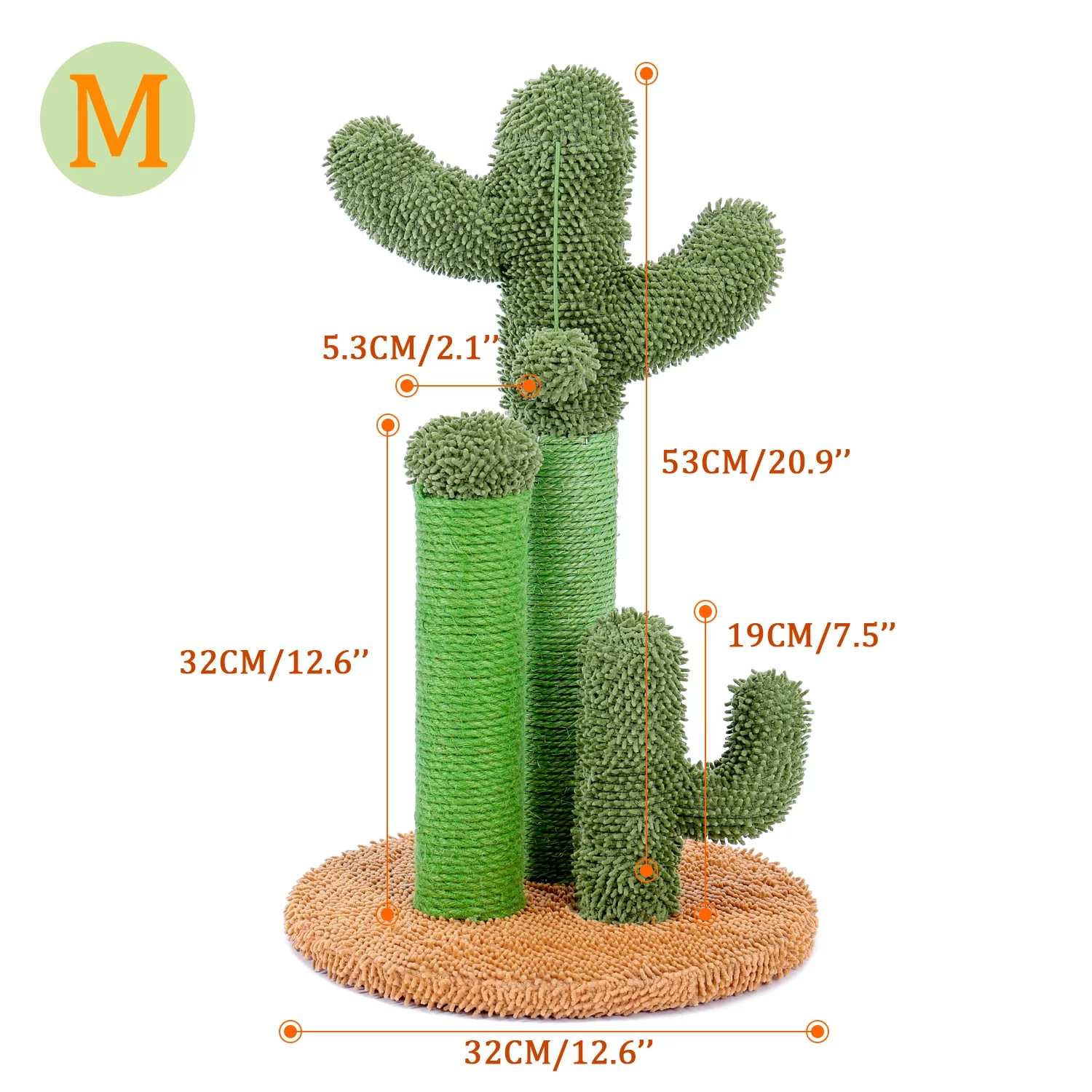 Cactus Cat Scratching Posts Sisal Claw Scratcher Cat Interactive Toy Gift, Green
