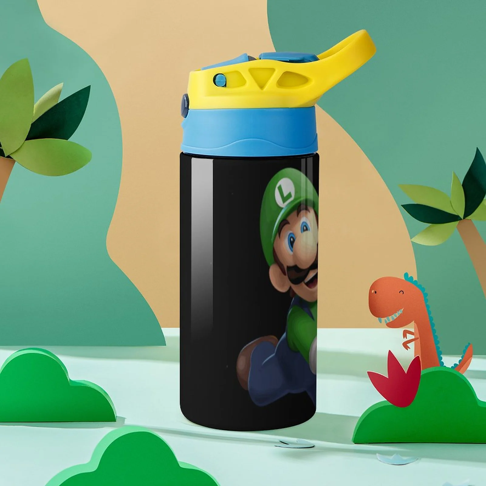 Adventure Luigi's Mansion Kid's Insulated Water Bottle With Straw Vacuum Stainless Steel Cup Leak-Proof Children Toddler Thermoses