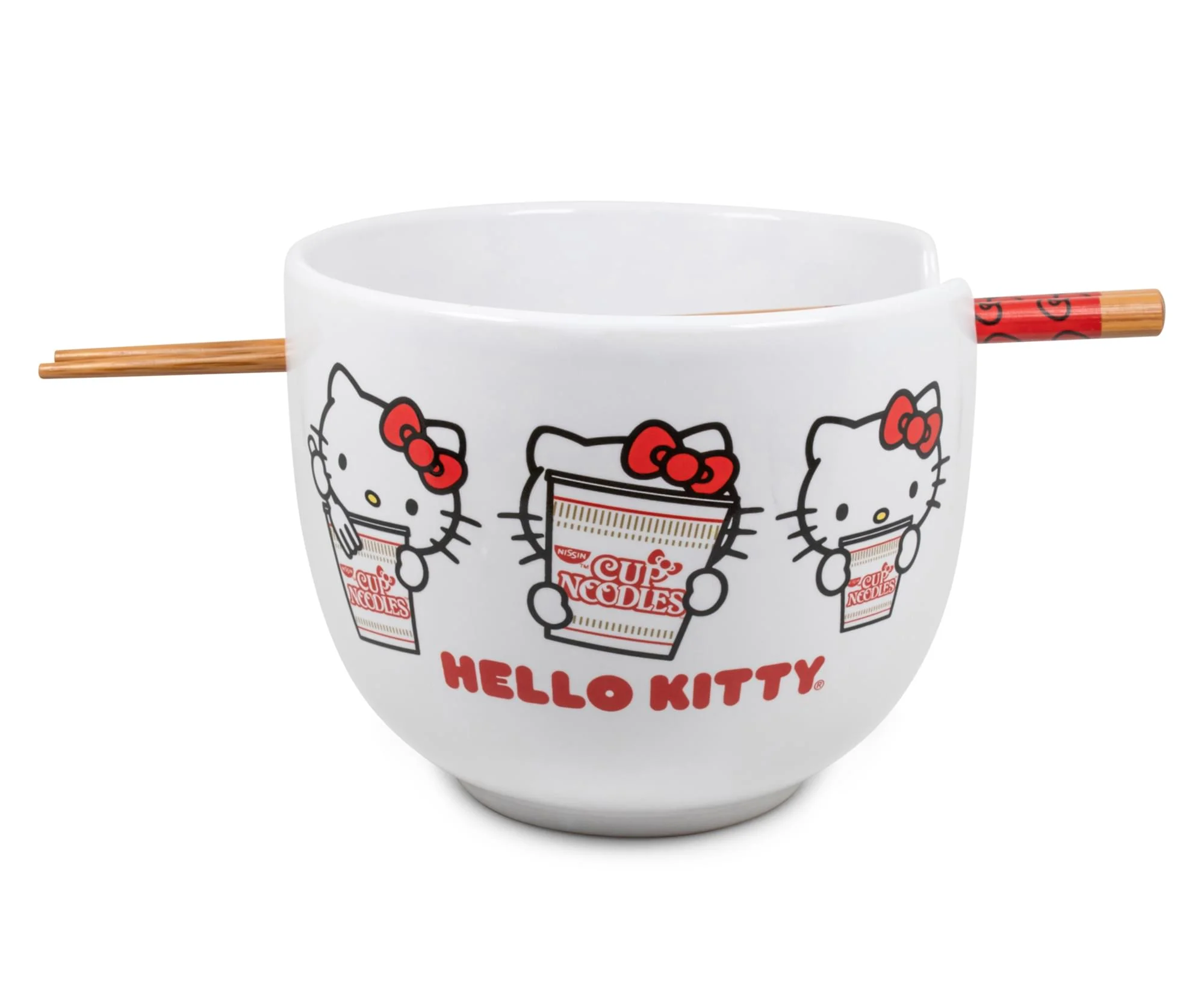 Hello Kitty 830858 Hello Kitty Noodles Ramen Cup Bowl with Chopsticks, White - Ceramic