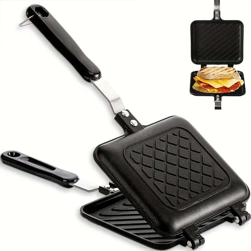 1pc, Double-sided Non-stick Sandwich Maker - Ideal for Panini, Steak, Waffles - Kitchen Gadget for Home