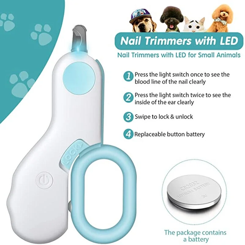 Professional Pet Grooming Tools - LED Light Pet Clippers & Nail Clippers Cats