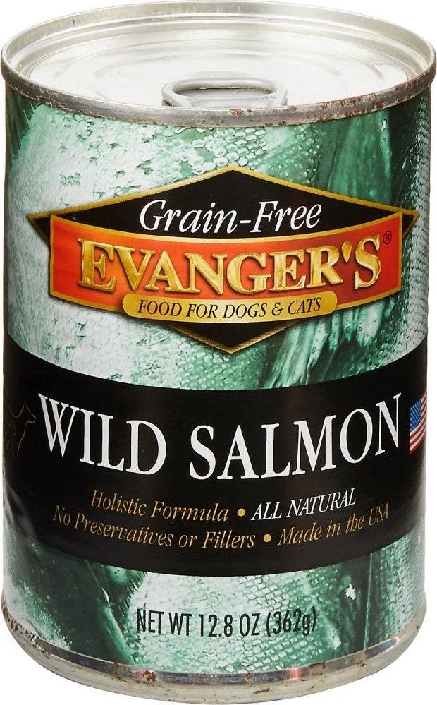 Evangers Grain Free Wild Salmon Canned Cat and Dog Food 6oz, case of 24