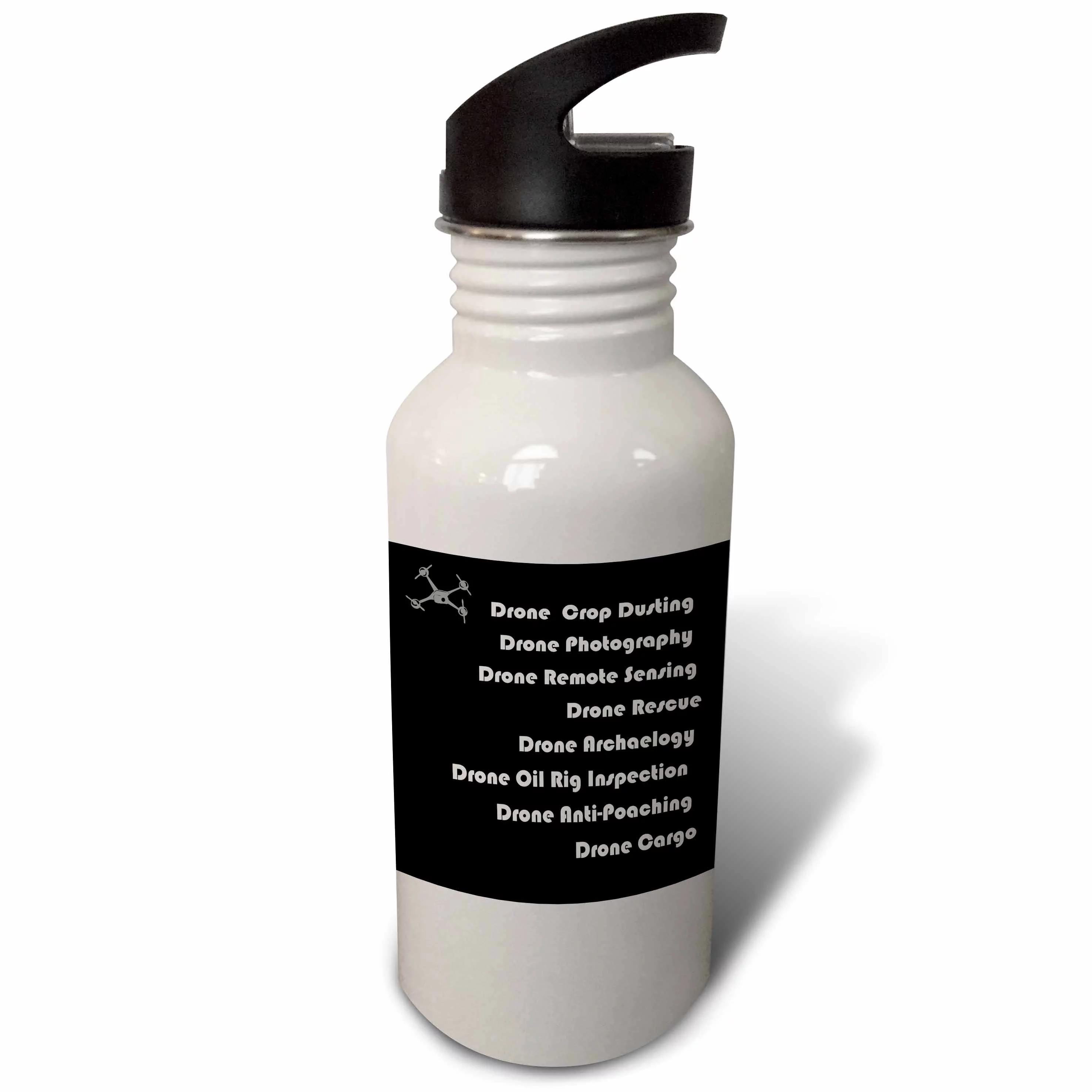 Black and White Drone with Different types of drones 21 oz Sports Water Bottle wb-179962-1