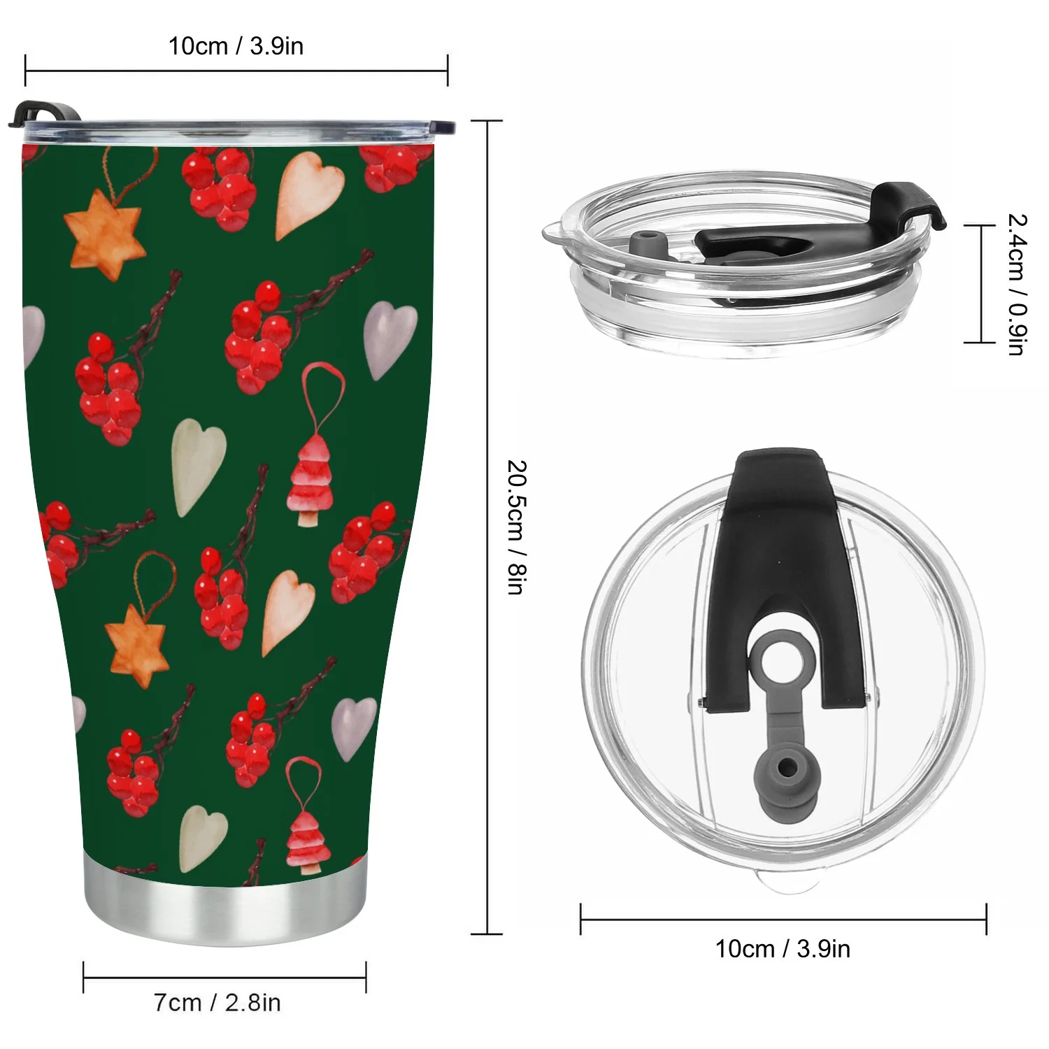 Hidove Stainless Steel Tumbler, Christmas Themed Objects 30oz Leak Proof & Stainless Steel Bottle for Hot & Cold Drinks - Coffee Travel Mug, Water Metal Canteen, Thermal Cup