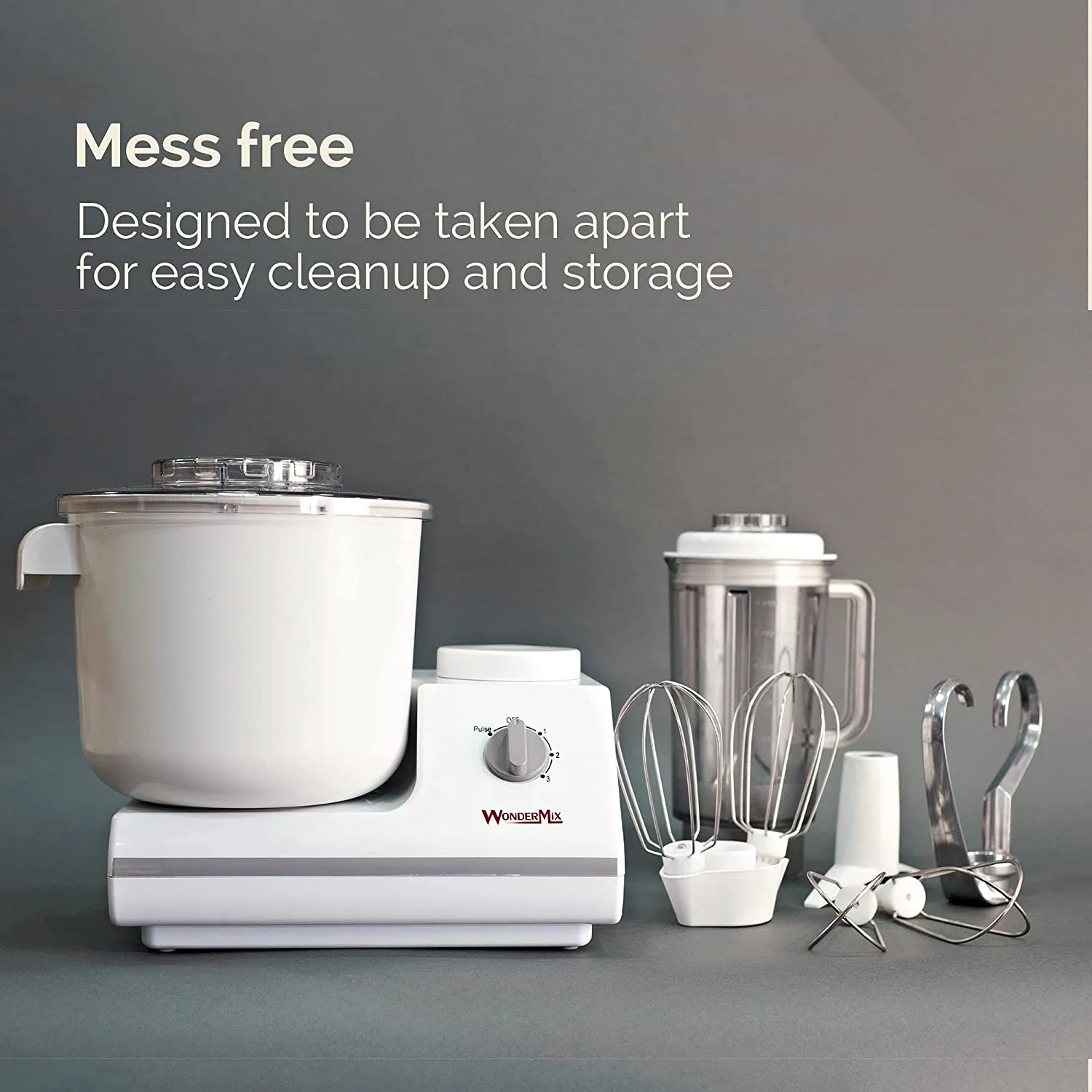 WONDERMILL -Complete Bread Dough Mixer Machine with Dough Hook -Bread Kneader and Dough Maker - Dough Kneading Machine Mixers Kitchen Electric Stand Mixer - Upgraded Wondermix Revolution Kitchen Mixer