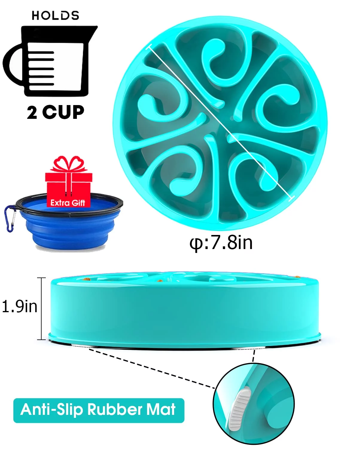 FOAUUH Slow Feeder Dog Bowls, Dog Slow Feeder Bowl, Puzzle Dog Food Bowl, Maze Dog Food Bowl, Slow Feeder Dog Bowls Large Breed, Medium Breed, Small Breed, Slow Eating Bowl, Puppy Bowl