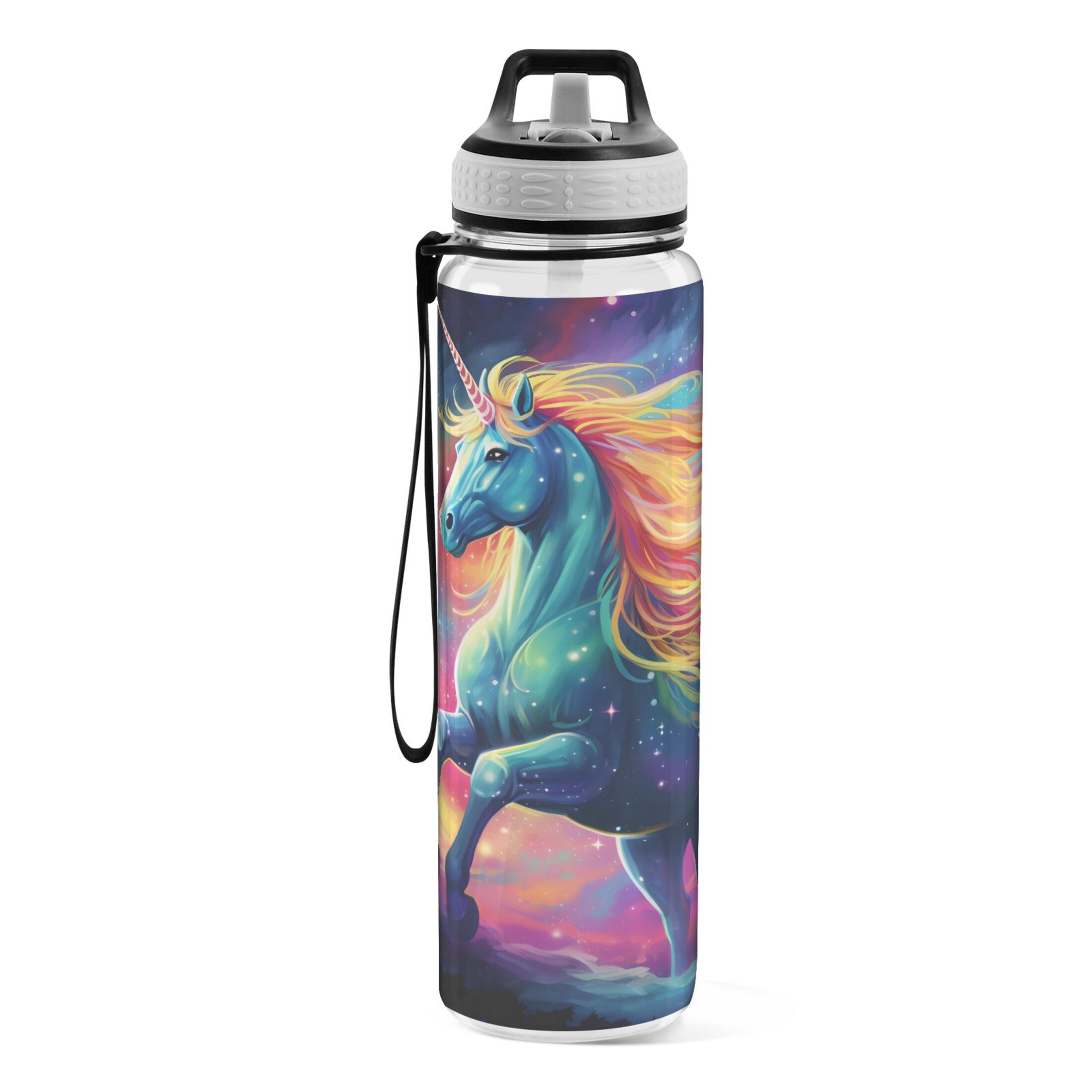 Unicorn 32oz Water Bottles with Straw Tritan Leakproof Sports Bottle BPA Free Clear for Fitness Gym Swimming Cycling