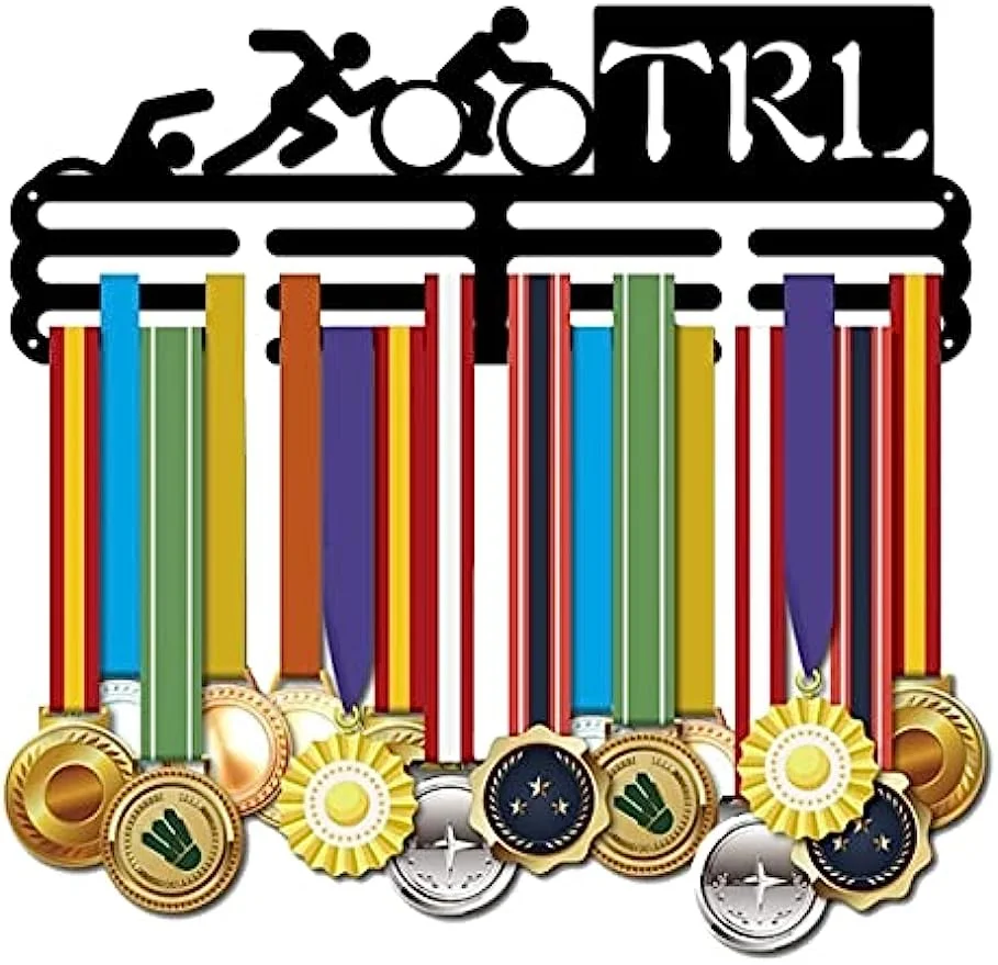 1set Triathlon Medal Holder Display Hanger Rack Frame Swim Bike Run Medals Hanger Sports Medal Hook Storage Organizer