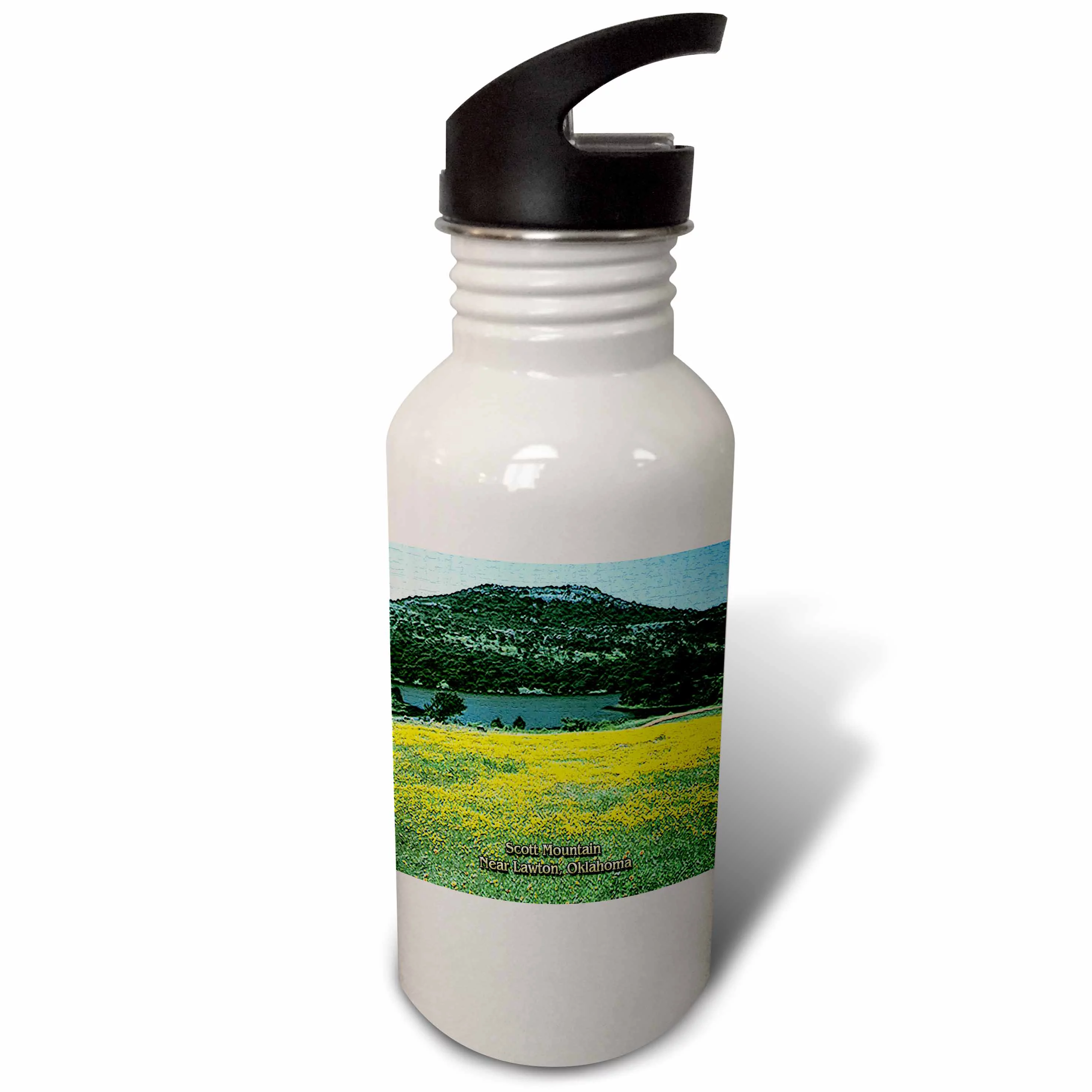 Scott Mountain Near Lawton, Oklahoma (Texturized) 21 oz Sports Water Bottle wb-55296-1