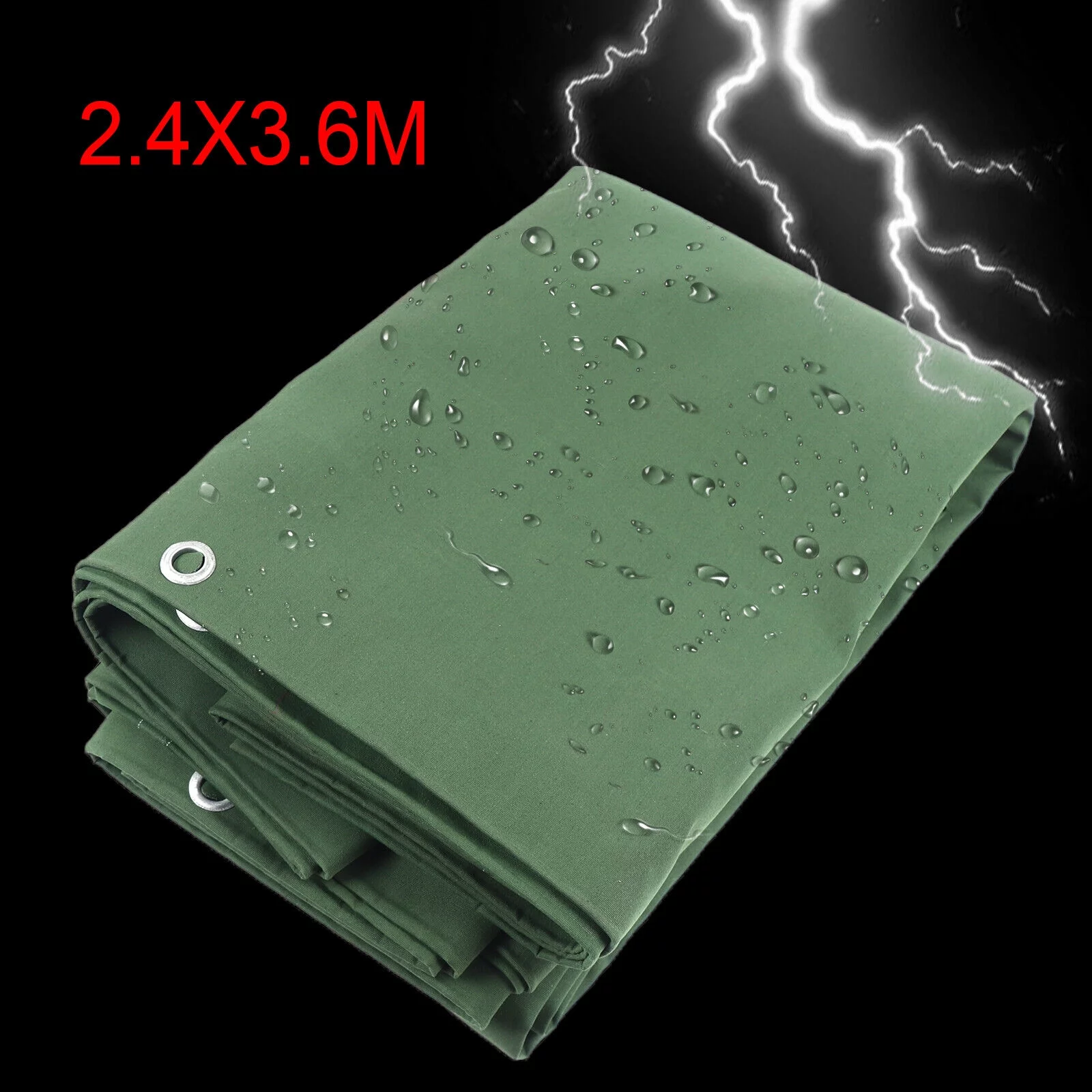 8x12Feet Heavy Duty Canvas Tarp Waterproof Tarpaulins Ripstop Cotton Canopy Cover Tent Mildew Resistant Equipment Protection Green