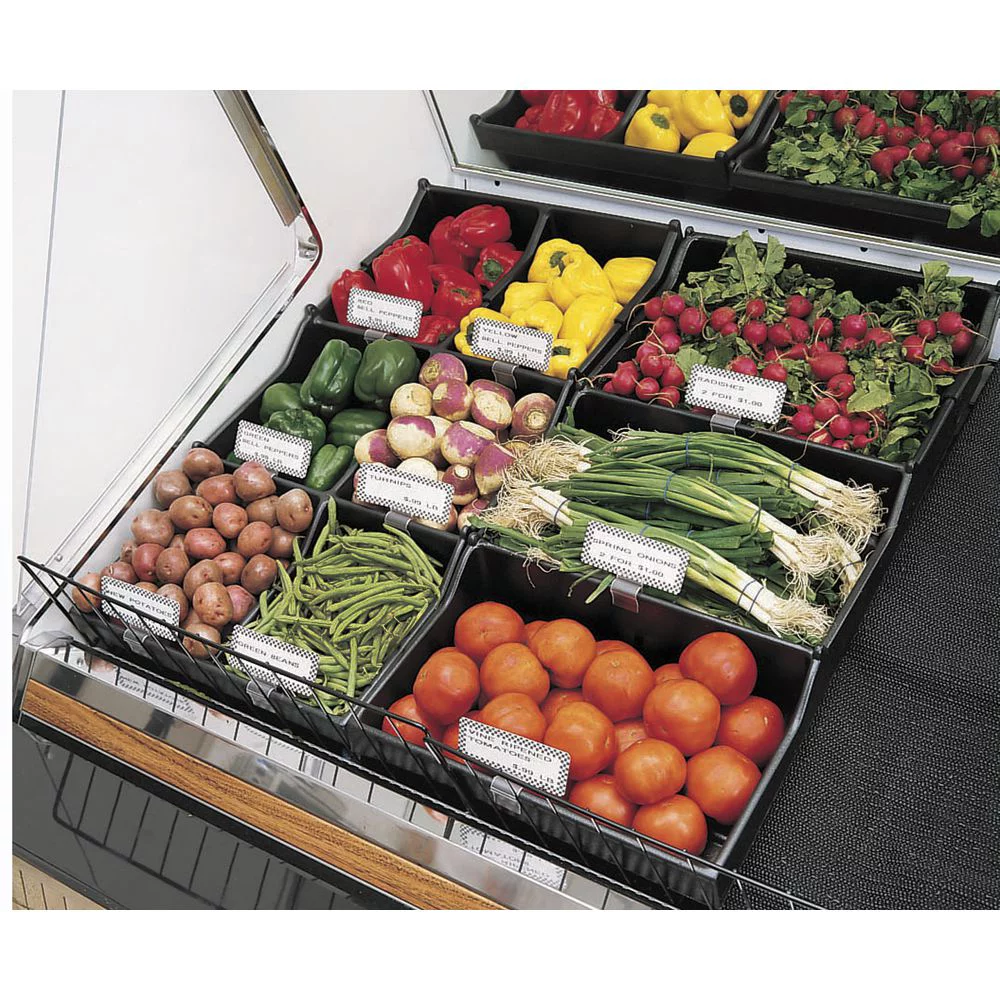 HUBERT Adjustable Produce Tray with 3 Compartments Black - 38