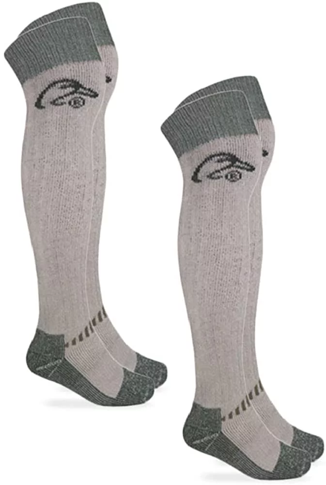 Ducks Unlimited Mens Socks, Merino Wool Wader Tall Extra Long Heavyweight Warm Socks, 2 Pair