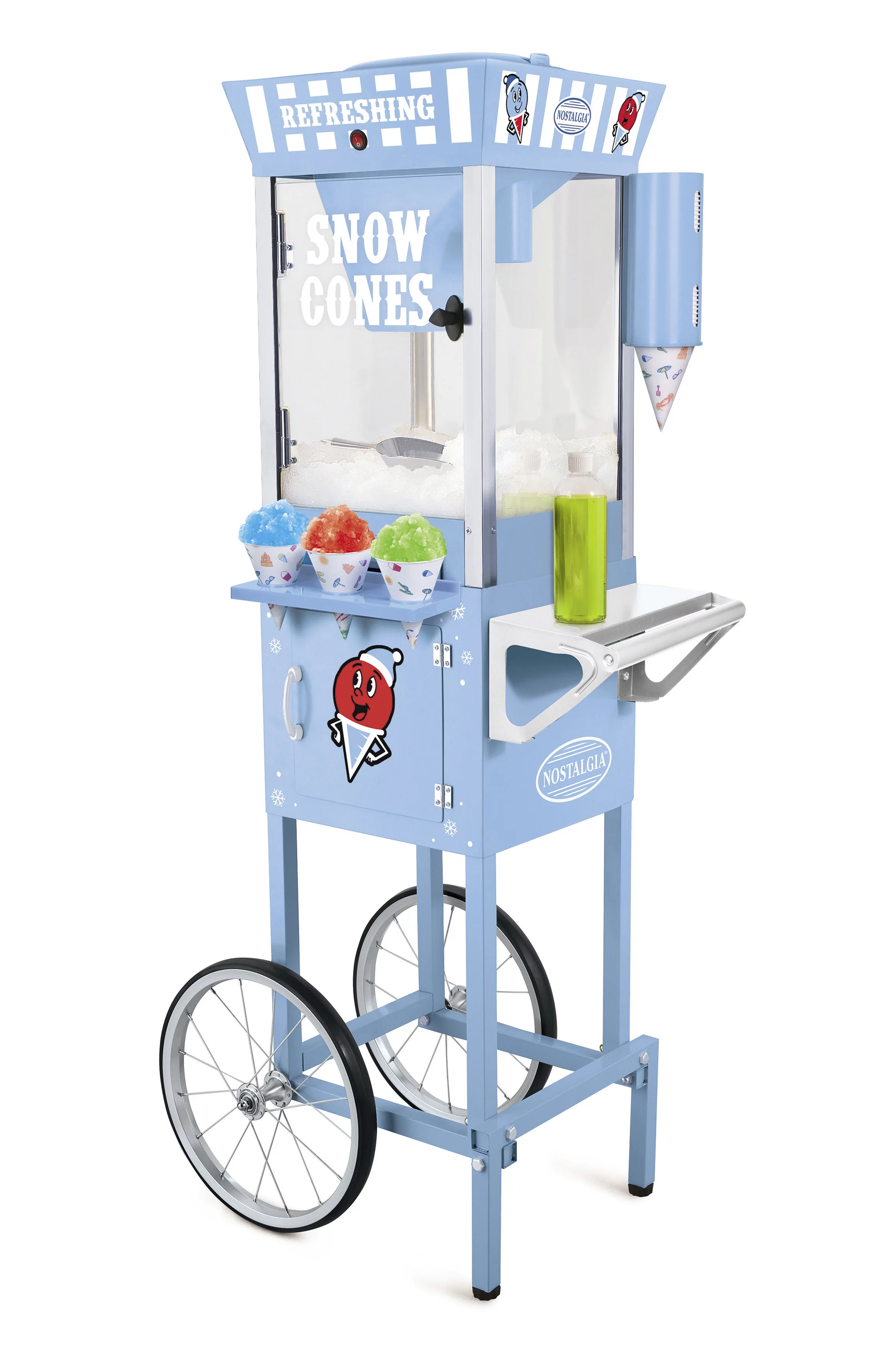 Nostalgia SCC200 54-Inch Tall Snow Cone Cart Makes 72 Icy Treats, Blue