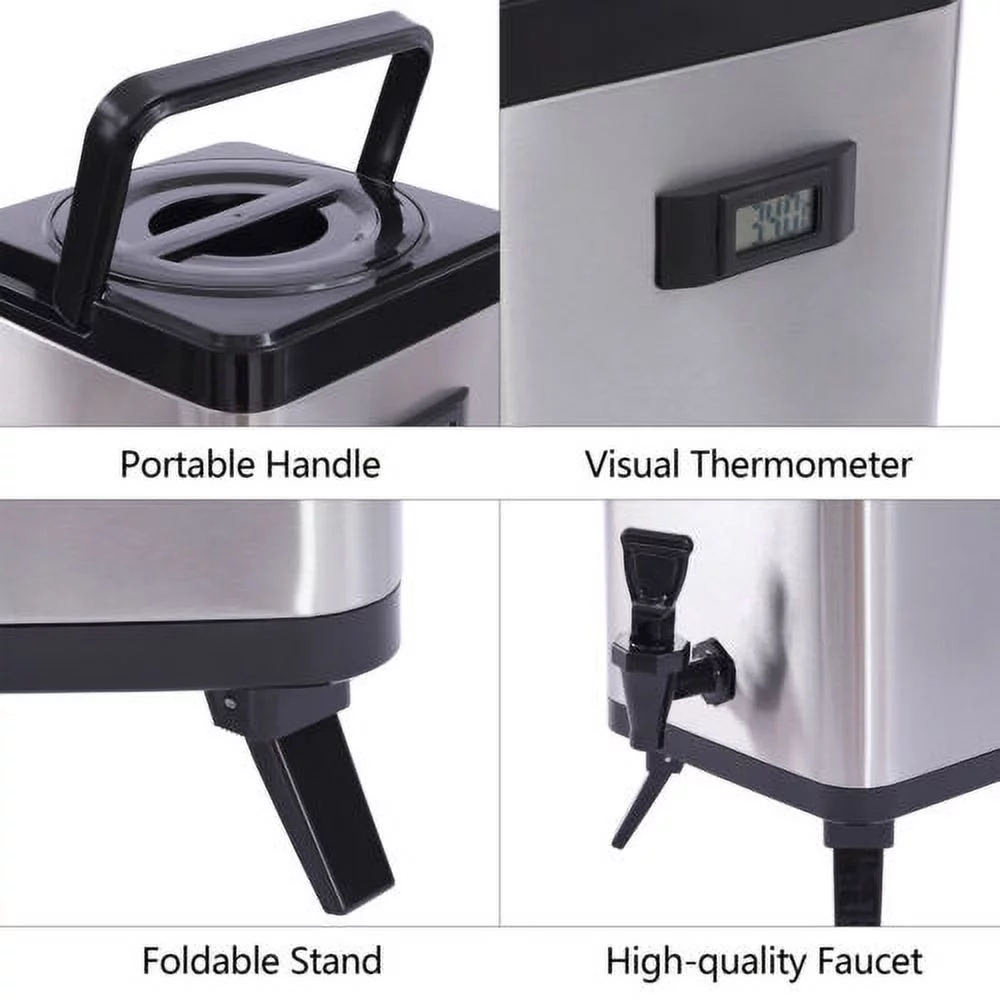 12L Insulated Beverage Dispenser Hot & Cold Tea Water Dispenser Stainless Steel