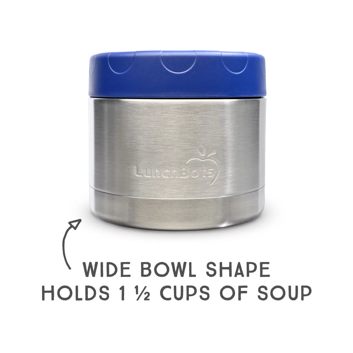 LunchBots 12oz Thermos Stainless Steel Wide Mouth - Insulated Container With Vented Lid - Keeps Food Hot or Cold for Hours - Leak-Proof Portable Thermal Food Jar is Ideal for Soup - 12 ounce - Navy