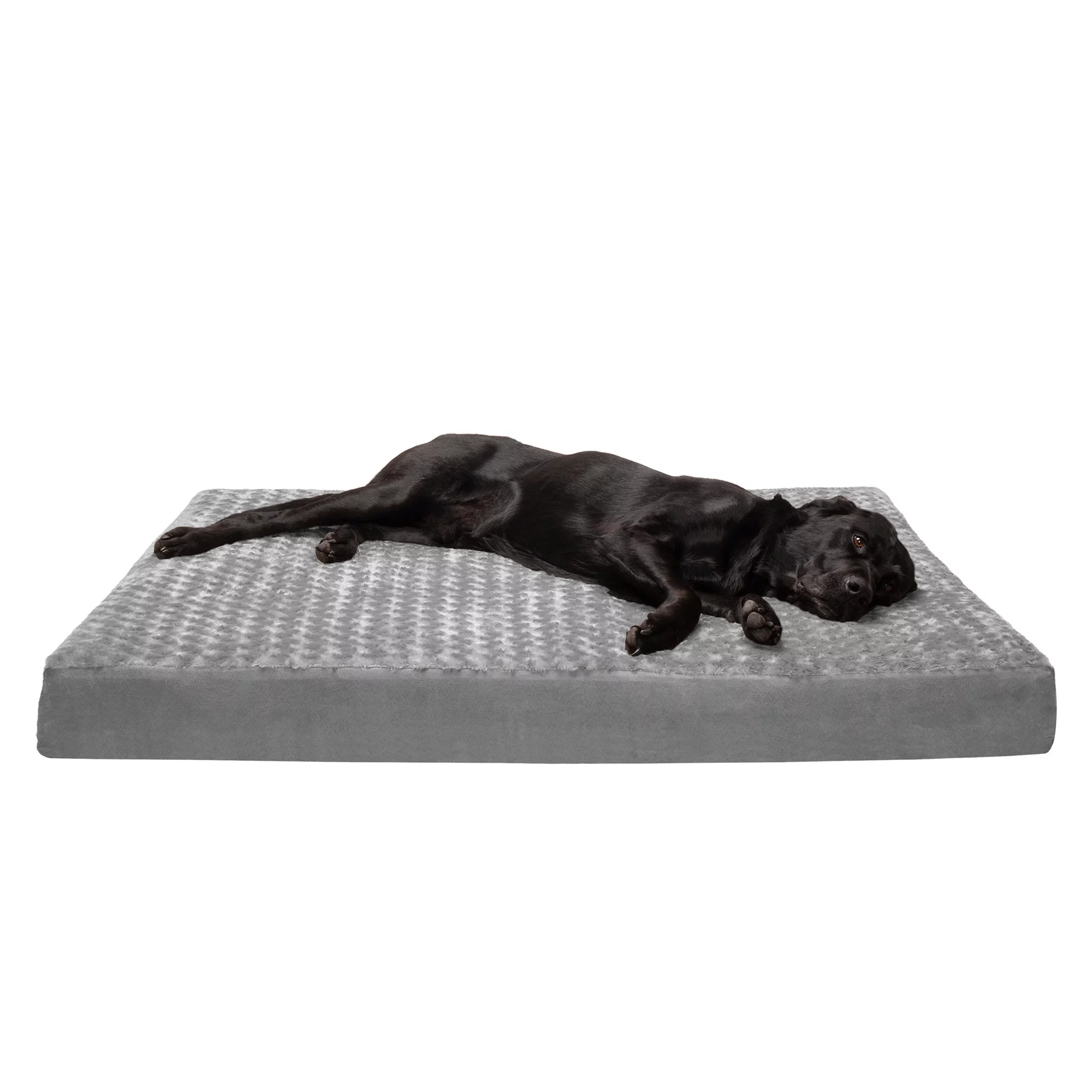 FurHaven Pet Products Ultra Plush Deluxe Full Support Orthopedic Deluxe Mattress Pet Bed for Dogs & Cats - Gray, Jumbo Plus