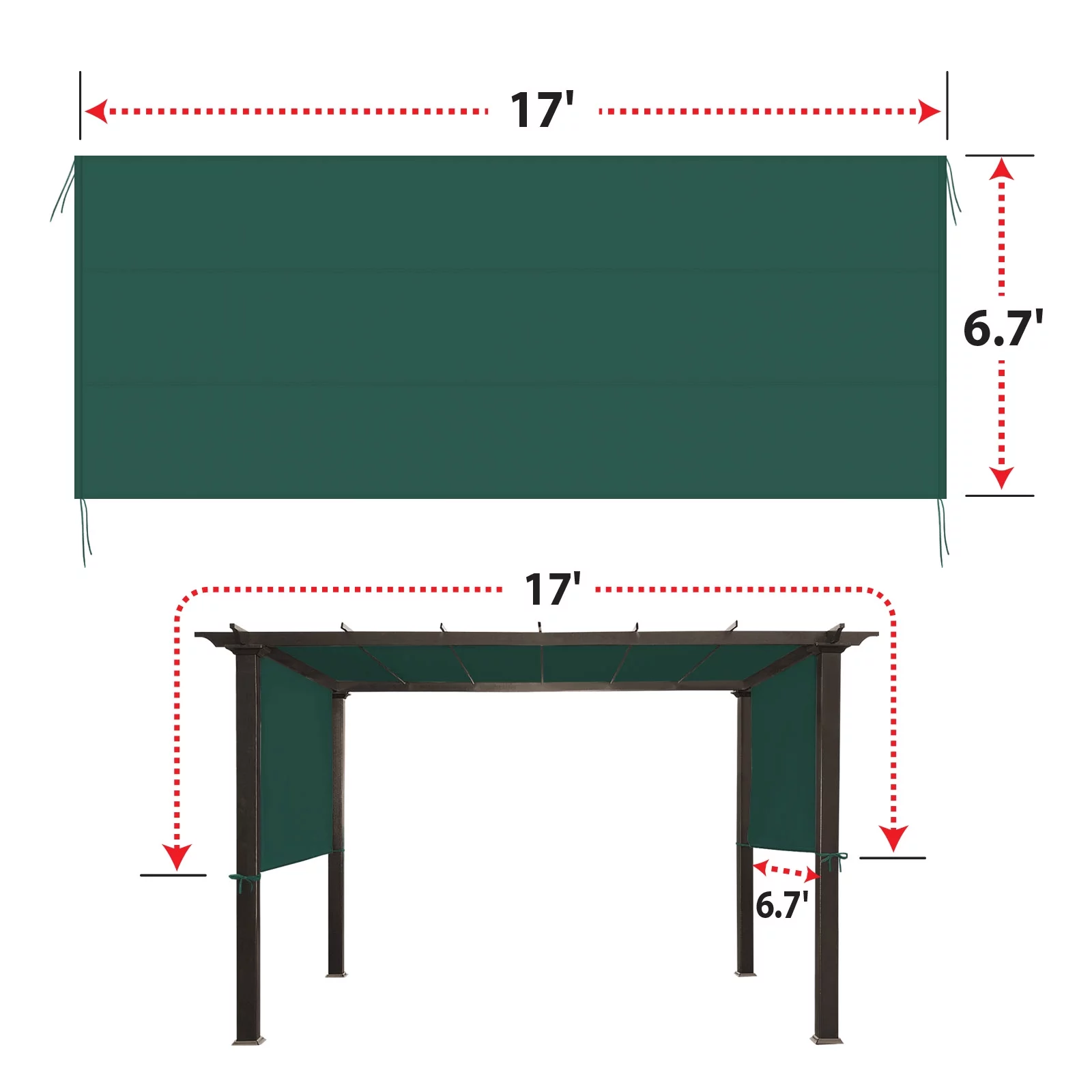 YardGrow 17' L x 6.7' W Universal Replacement Canopy for Pergola Structure Outdoor (Canopy Only)