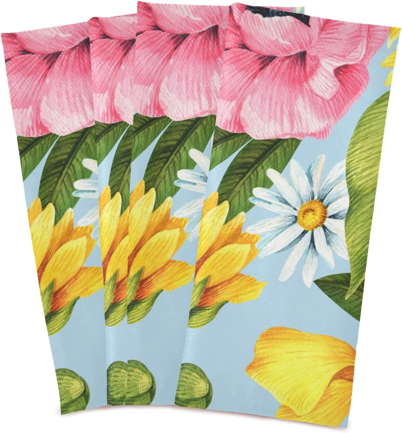 GZHJMY Daisies and Sunflowers Kitchen Towels Set of 6 Dishcloths Hand Towels Tea Towels Ultra Absorbent for Cleaning Washing Drying Dishes Tableware 28'' x 18''