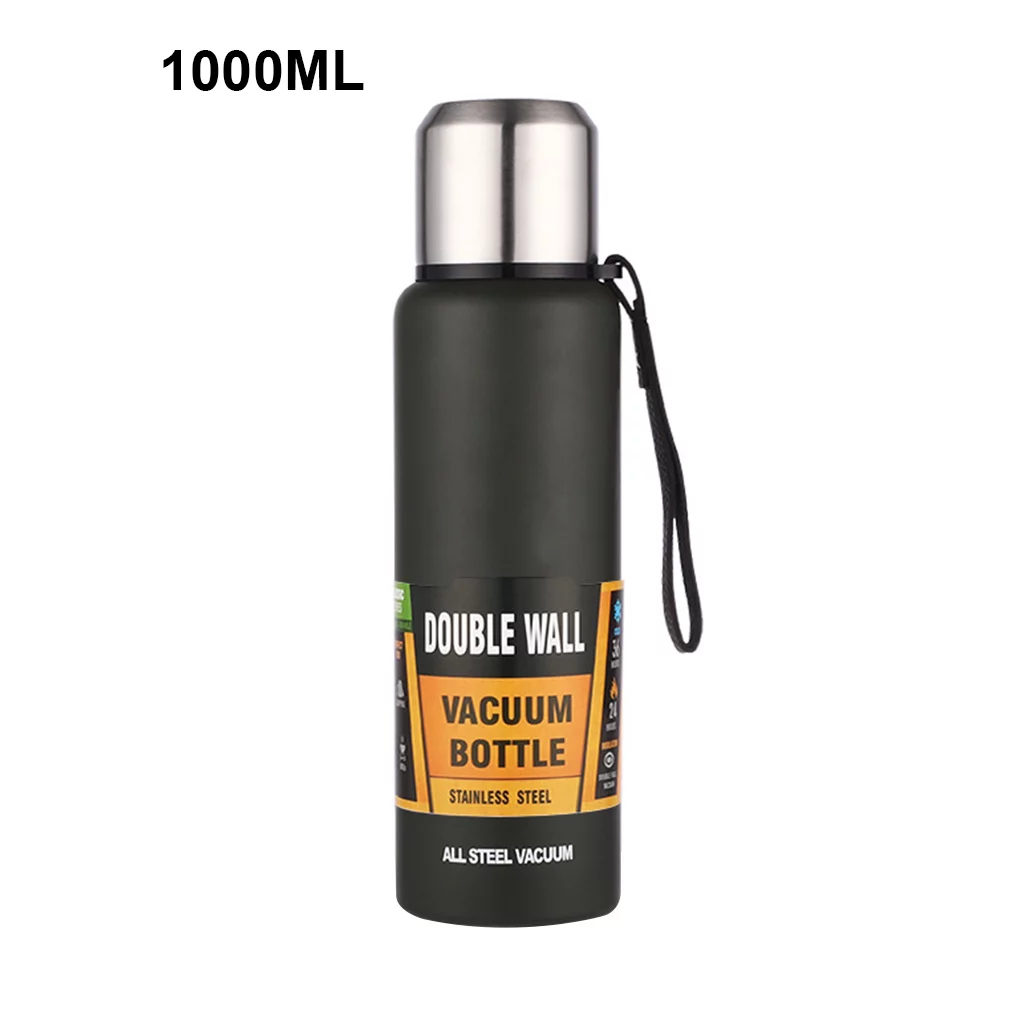 Large Capacity Water Bottle For Tea Portable Thermal Mug Stainless Cup Sport Cycling Vacuum Flask Insulated 500ml Green 1000ML