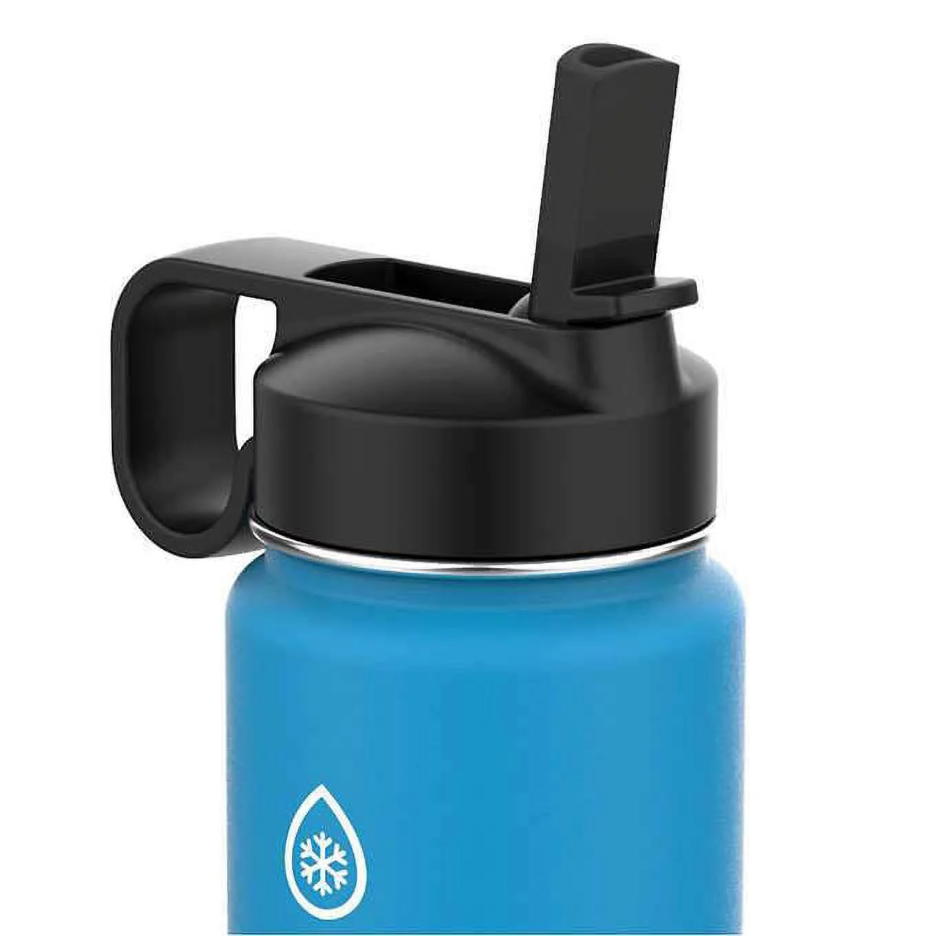 Thermoflask Stainless Steel 24oz Water Bottle with Straw Lid, 2-pack Blue/Black