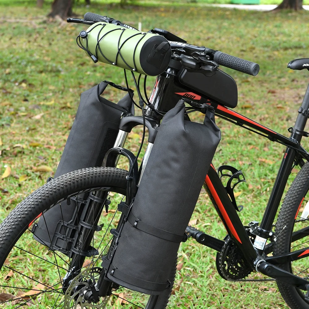 Andoer Bike Fork Bag with Waterproof Roll Design, 3L/7L Capacity, Nylon + TPU Material