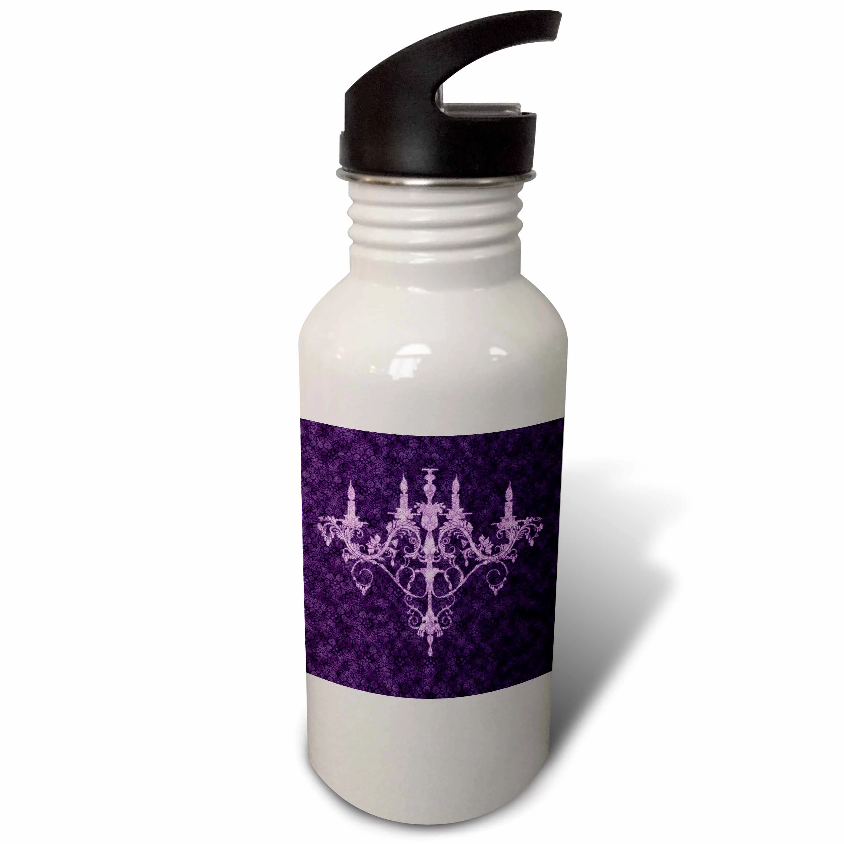 Chandelier Purple Damask 21 oz Sports Water Bottle wb-32509-1