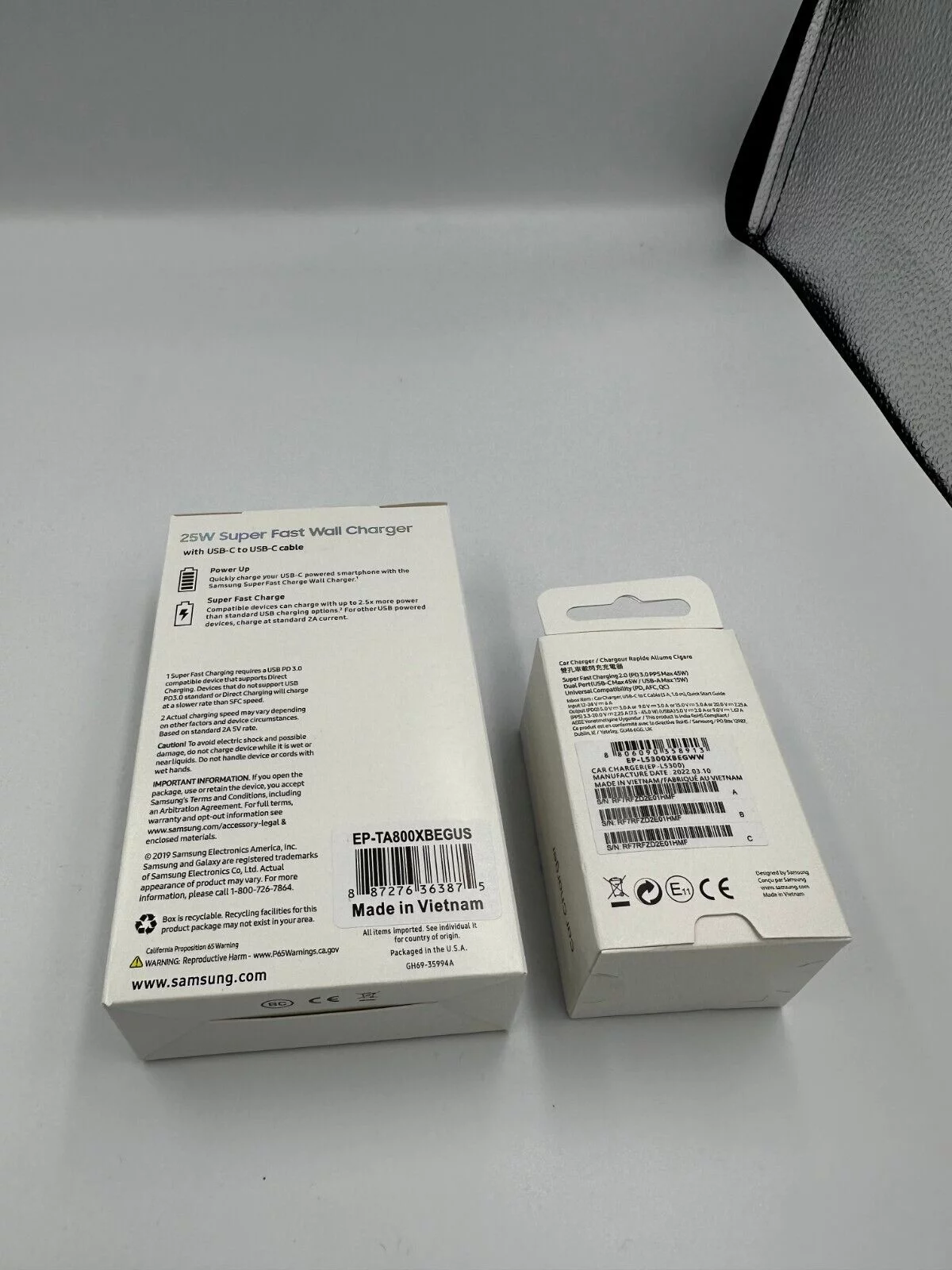 Original 25W USB C Super Fast Charging Wall Charger And Samsung Super Fast Dual Car Charger (45W+15W) for Samsung Galaxy A12 - Retail Packaging