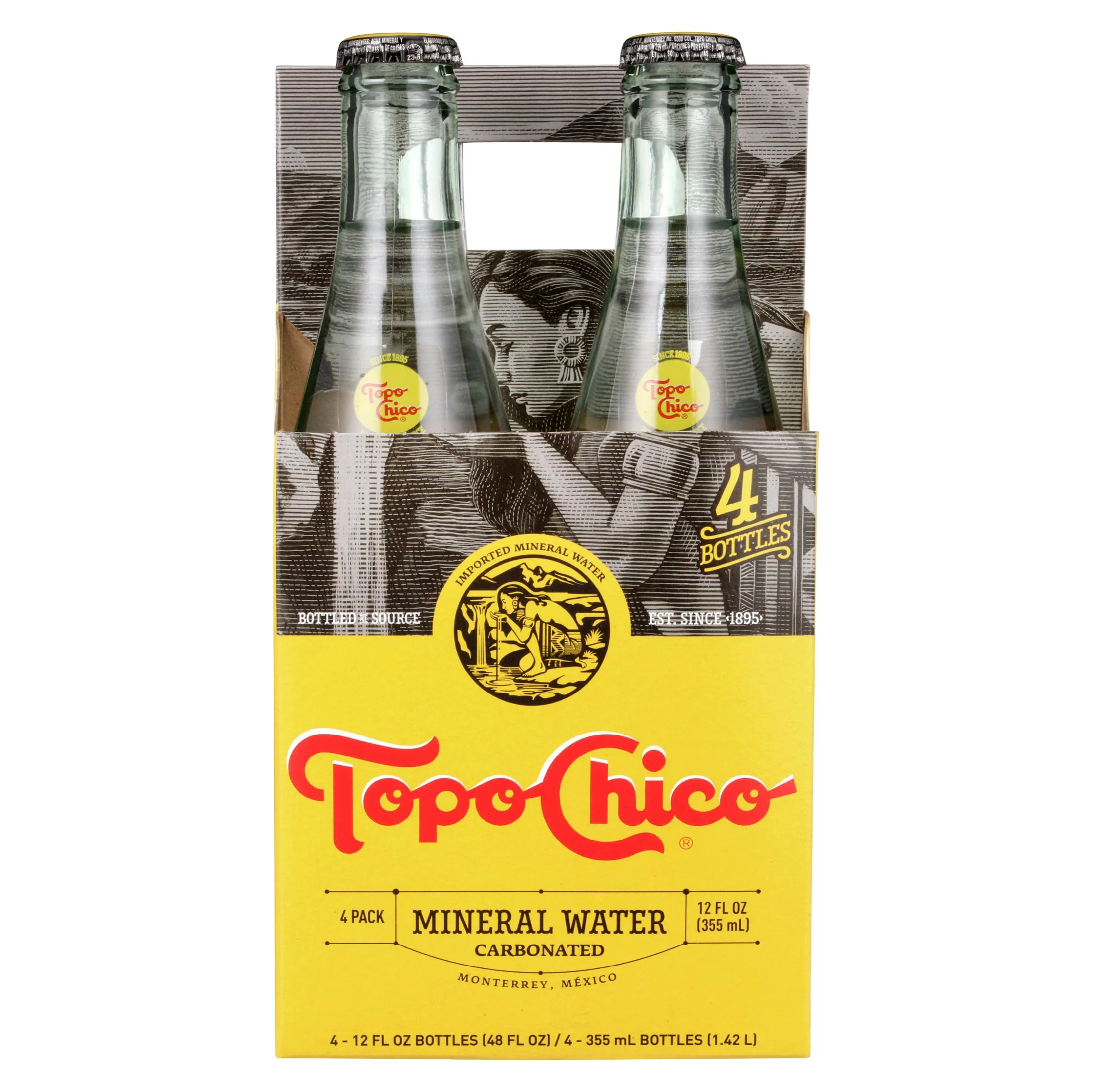 Topo Chico Mineral Water, 4 Pack In Original Glass, 48 Fluid Ounces (Pack Of 6)