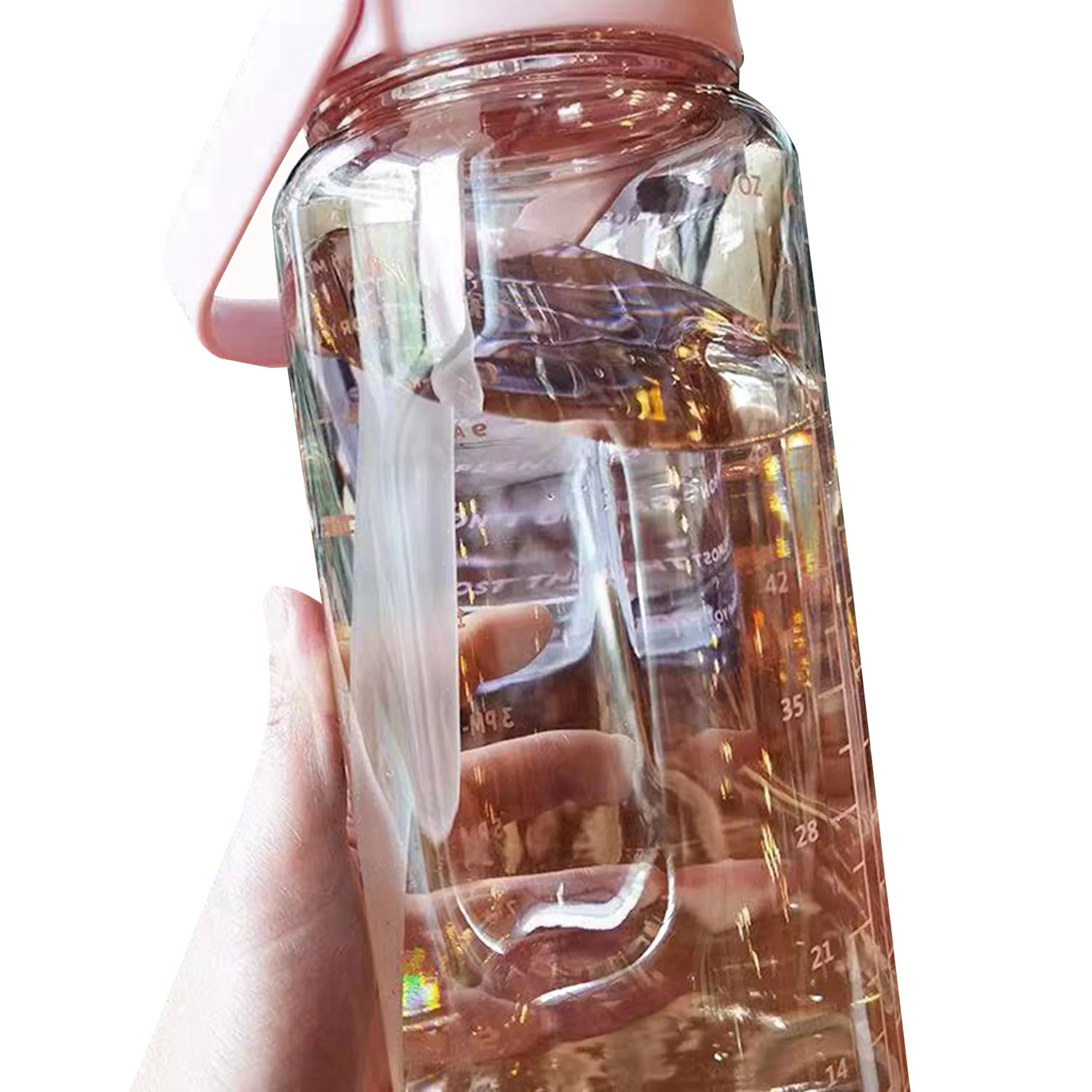 Fanvereka 2L Water Bottle with Time Marker Sports Water Bottle with Straw Large Capacity Leakproof Water Bottle