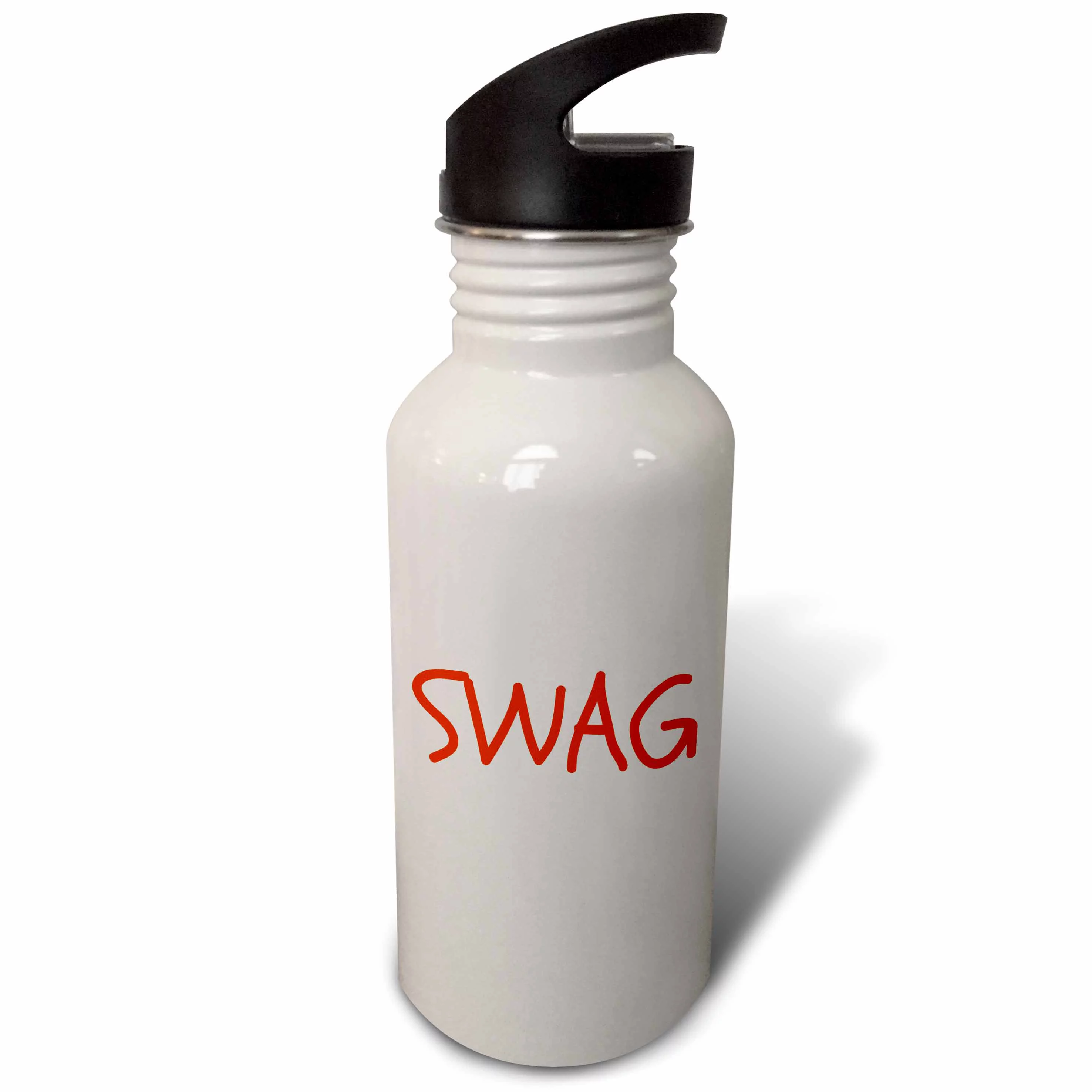 3dRose swag, red lettering on white background, Sports Water Bottle, 21oz