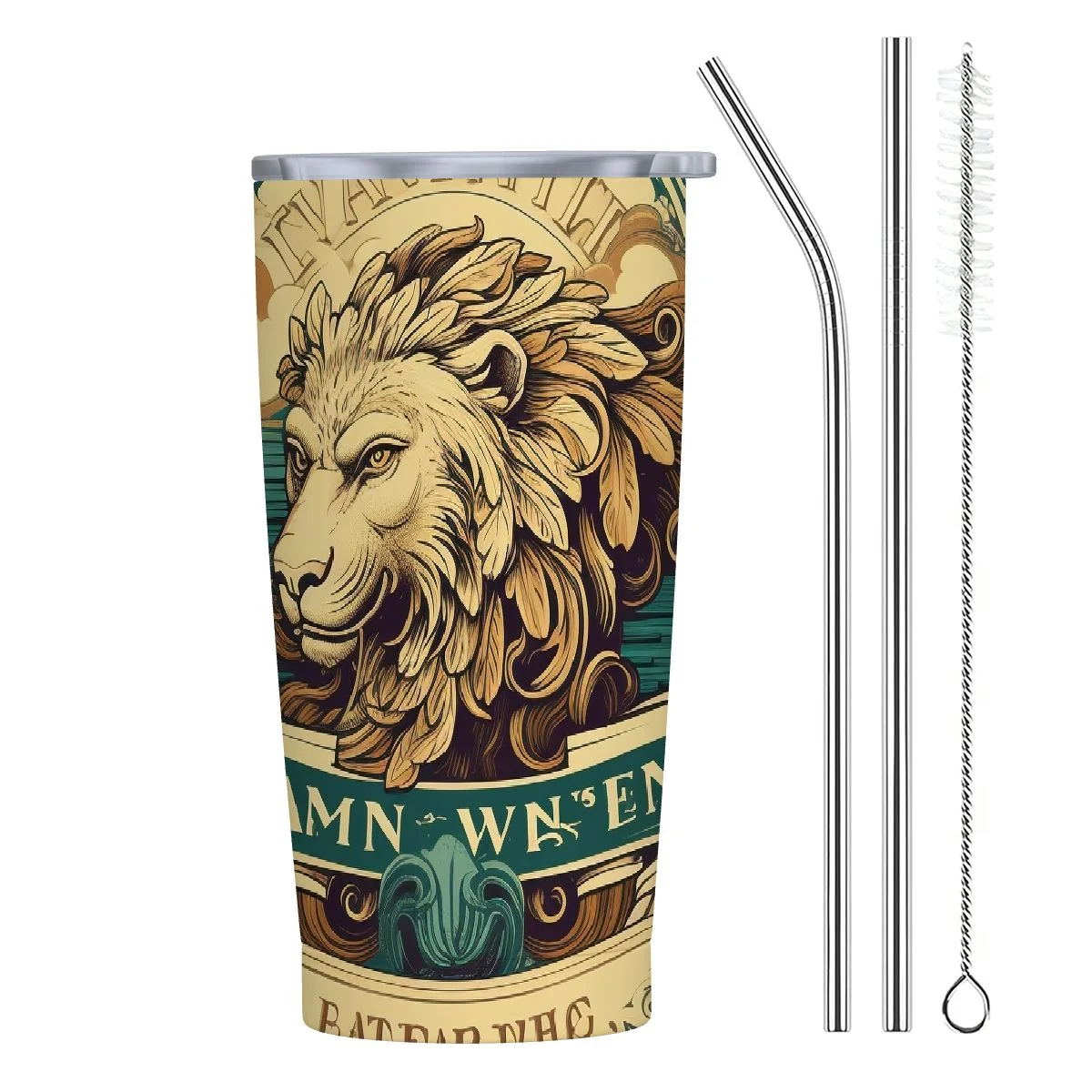 JEUXUS King Lion Insulated Stainless Steel Water Bottle, Double Walled Travel Thermos Coffee Mug  for School Office