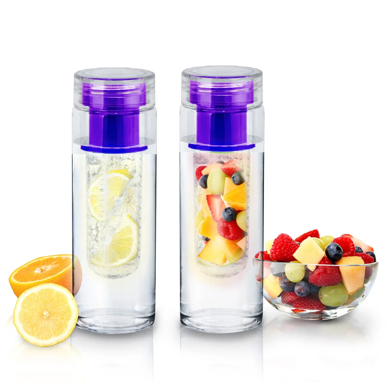 2pk Purple Bpa Free Clear Tea Tumbler Water Bottle  Infuser Travel Mug Office