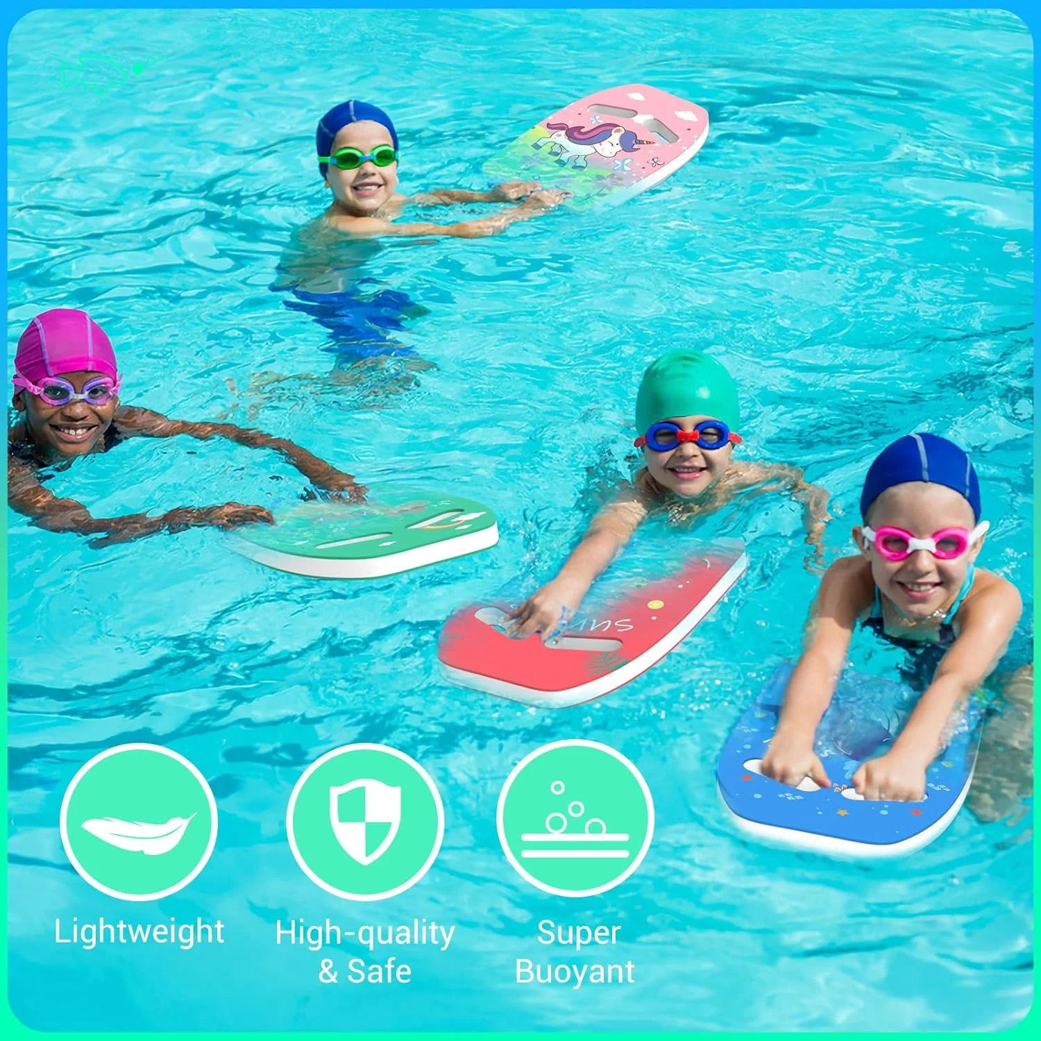 Swim Kickboard for Kids, HeySplash Swimming Training Kickboard, Cute Pattern Swim Training Aid for Children, Pool Exercise Equipments for Beginning Swimmers Safety Swim Board Auxiliary