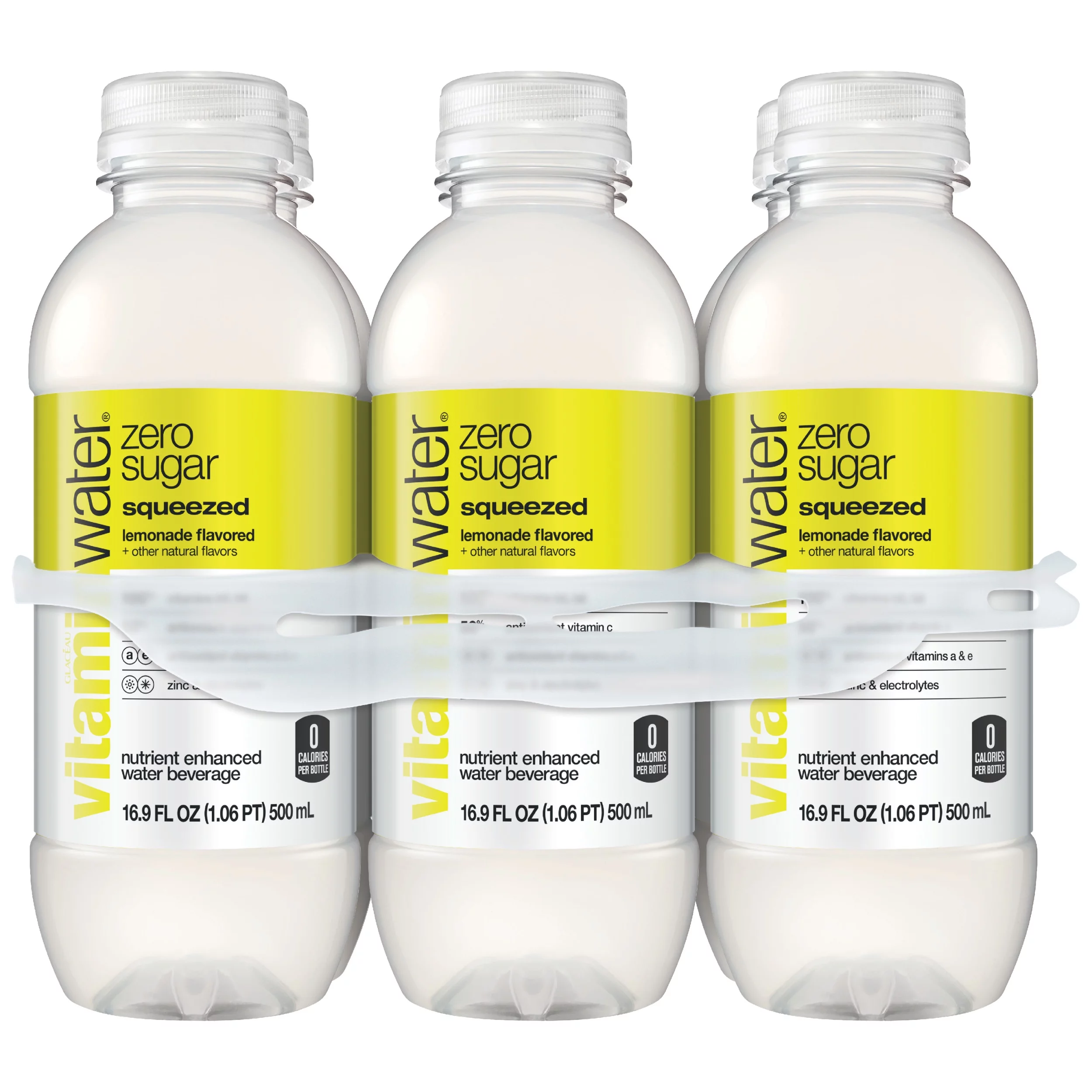 (12 Bottles) vitaminwater zero squeezed, electrolyte enhanced water w/ vitamins, lemonade drinks, 16.9 fl oz