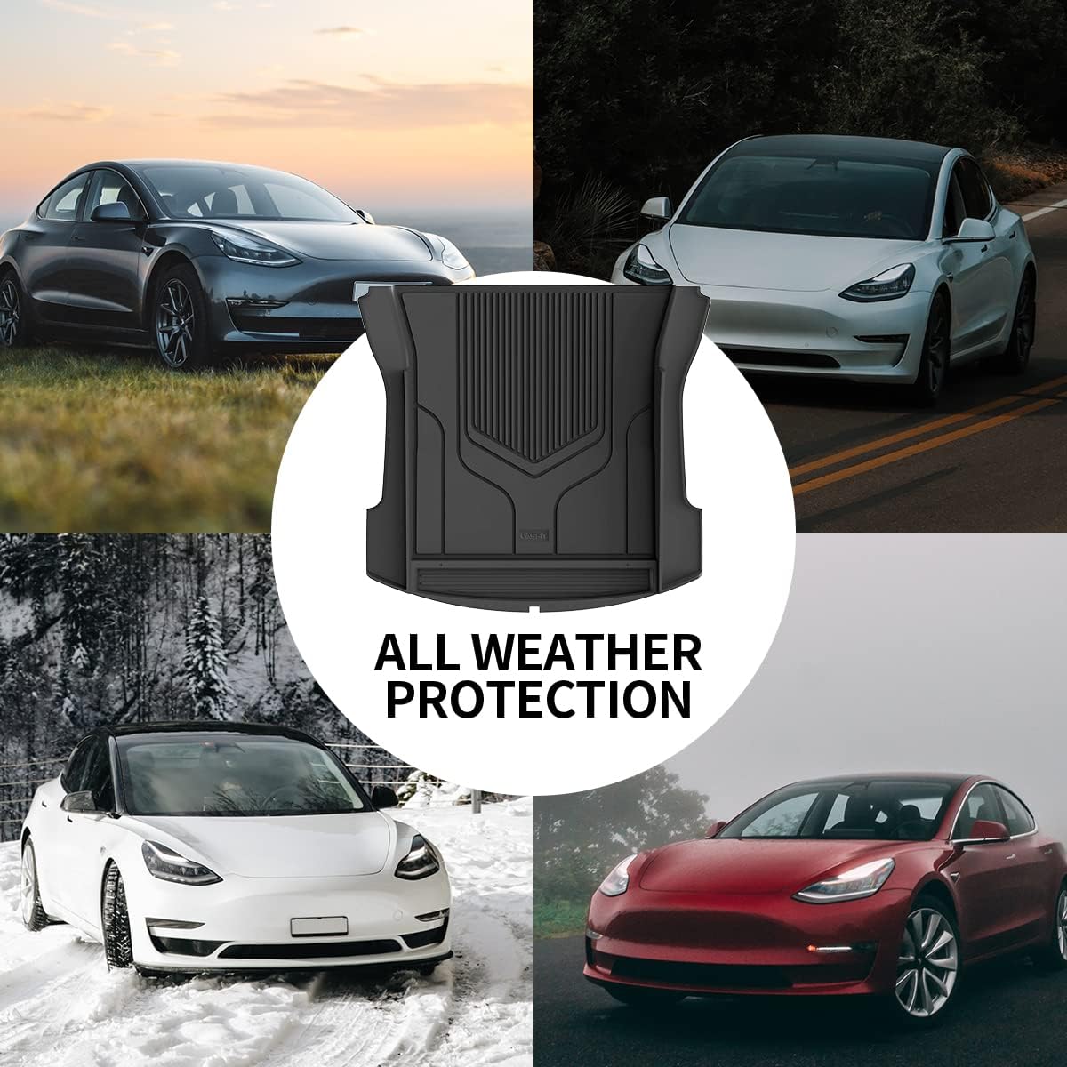 LASFIT Liners 2017-2022 Tesla Model 3 Cargo Mats, TPE Material Non-Toxic & Smell, Black