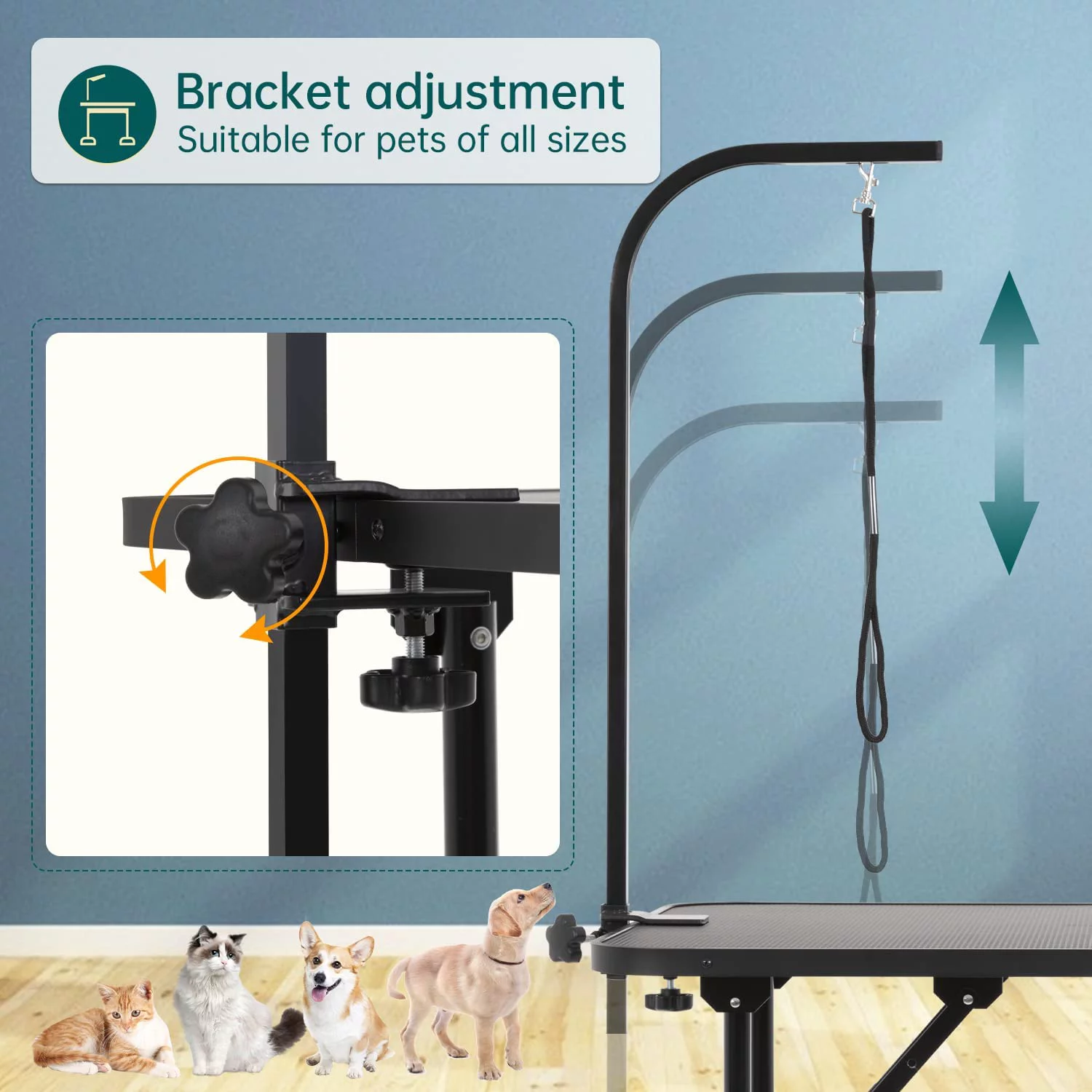 BestPet 36in Dog Grooming Table Foldable Home Pet Bathing Station with Mesh Tray