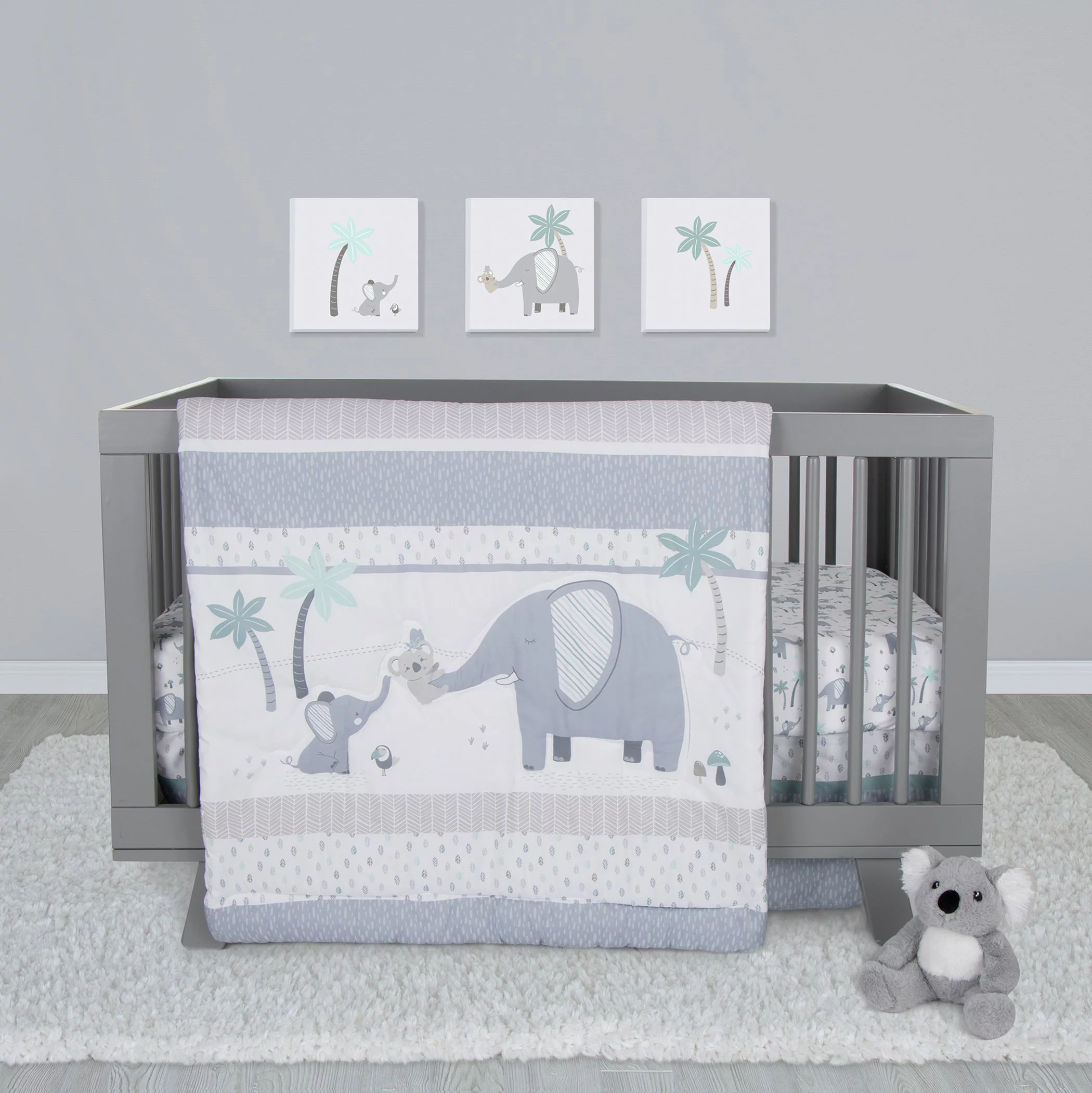 Sammy & Lou 4-Piece Crib Bedding Set, Ellie & Friends, Infant, Crib, Multi-Color, Koala Character, 200 Thread Count