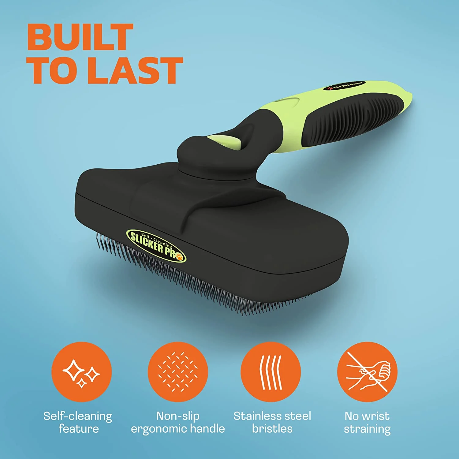 The Pet Portal Self Cleaning Dog Brush for Shedding Slicker Brush Cat Long Haired Pet Brush Grooming Deshedding Supplies - Small Pets