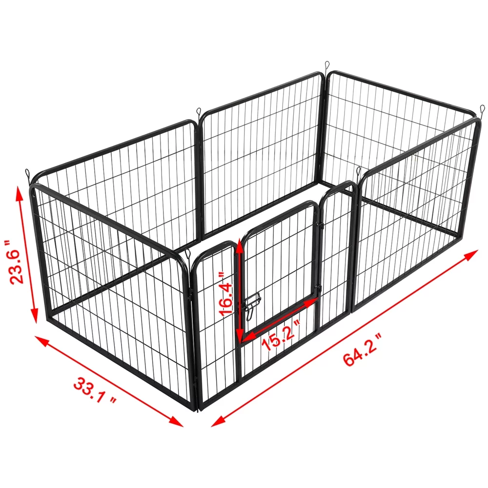 Topeakmart 6 Panels Heavy Duty Pet Playpen Dog Exercise Pen Cat Fence, 23.6''H, Black