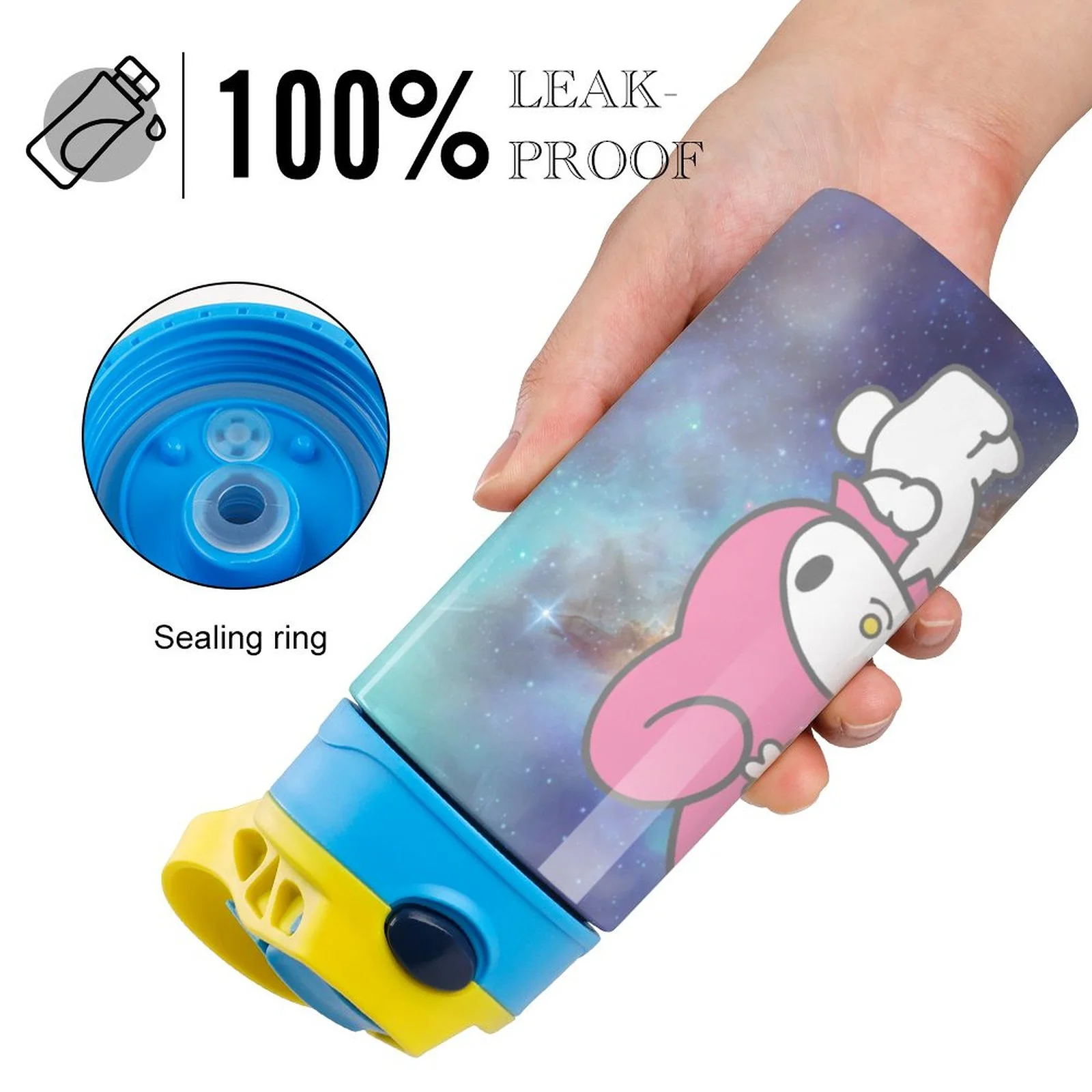 Rabbit-My-Melody Children's Water Bottle Vacuum Insulated Stainless Steel Cup With Straw Toddler Thermoses